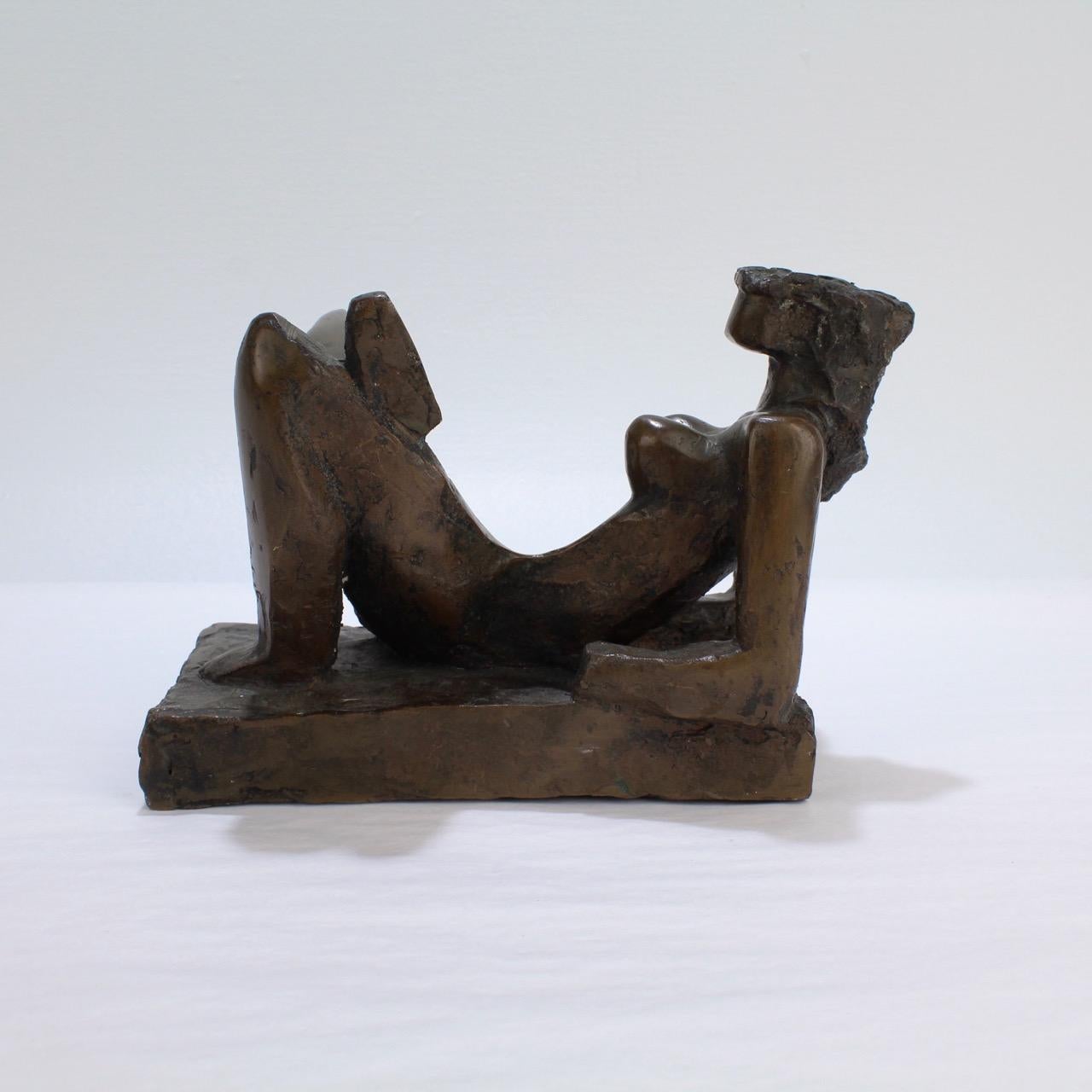 American Mid-Century Modern Bronze Sculpture of a Nude Reclining Woman by Harvey Weiss