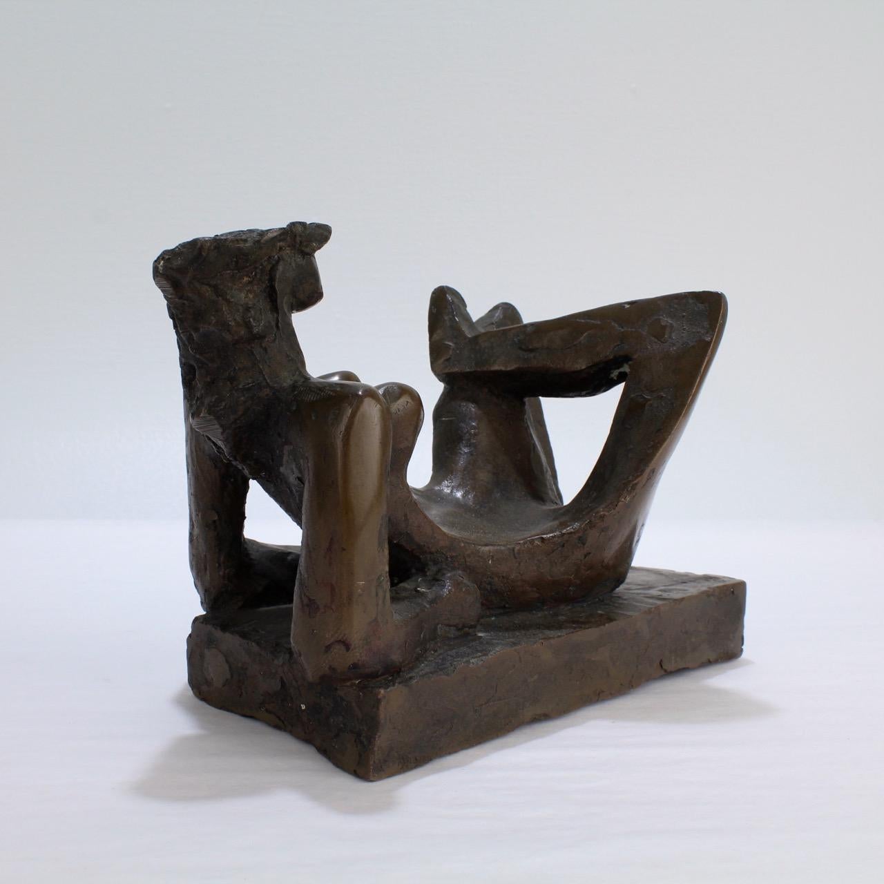Mid-Century Modern Bronze Sculpture of a Nude Reclining Woman by Harvey Weiss 1