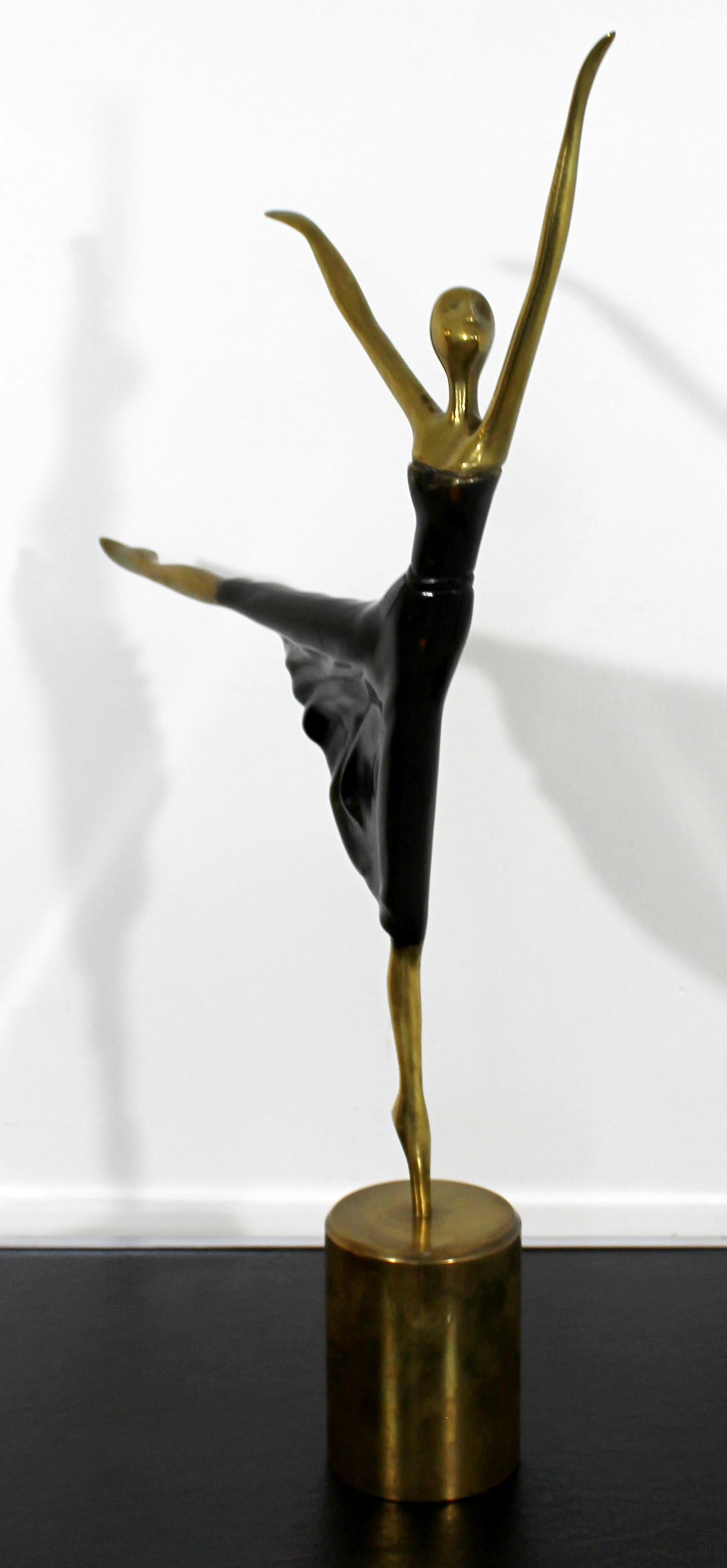 Mid-Century Modern Bronze Table Sculpture of Ballerina Dancer Woman, 1970s In Good Condition In Keego Harbor, MI