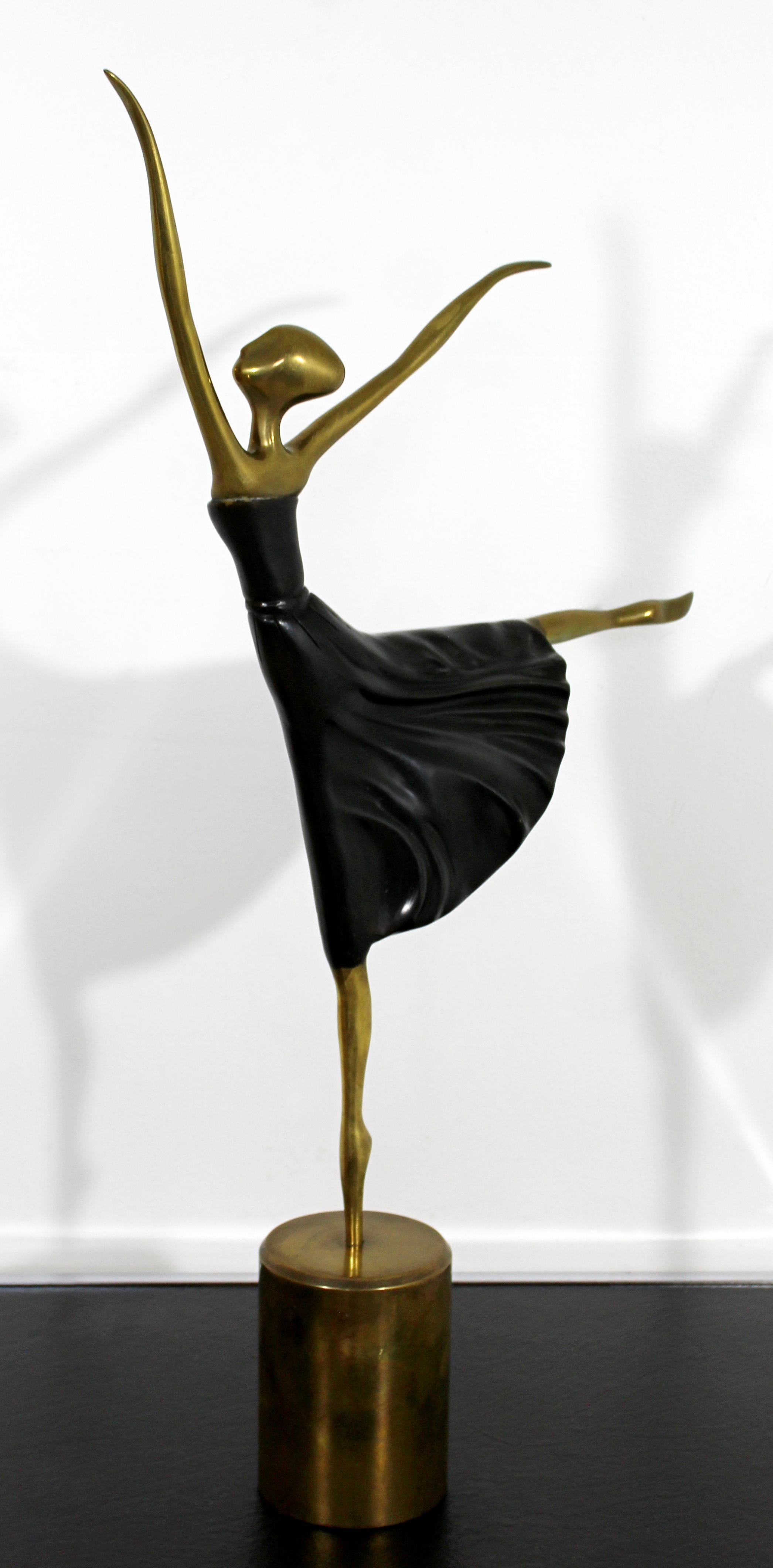 Mid-Century Modern Bronze Table Sculpture of Ballerina Dancer Woman, 1970s 1