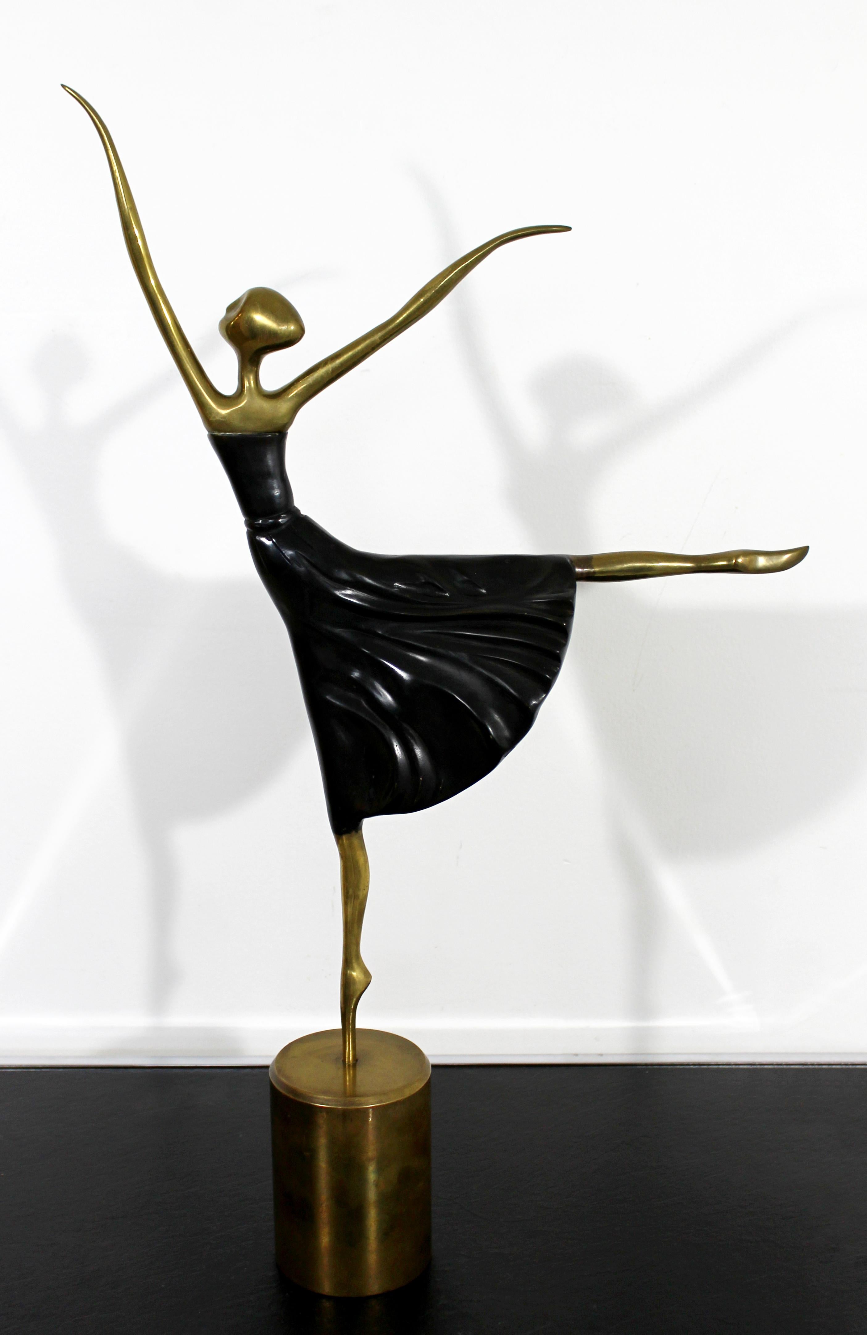 Mid-Century Modern Bronze Table Sculpture of Ballerina Dancer Woman, 1970s 2