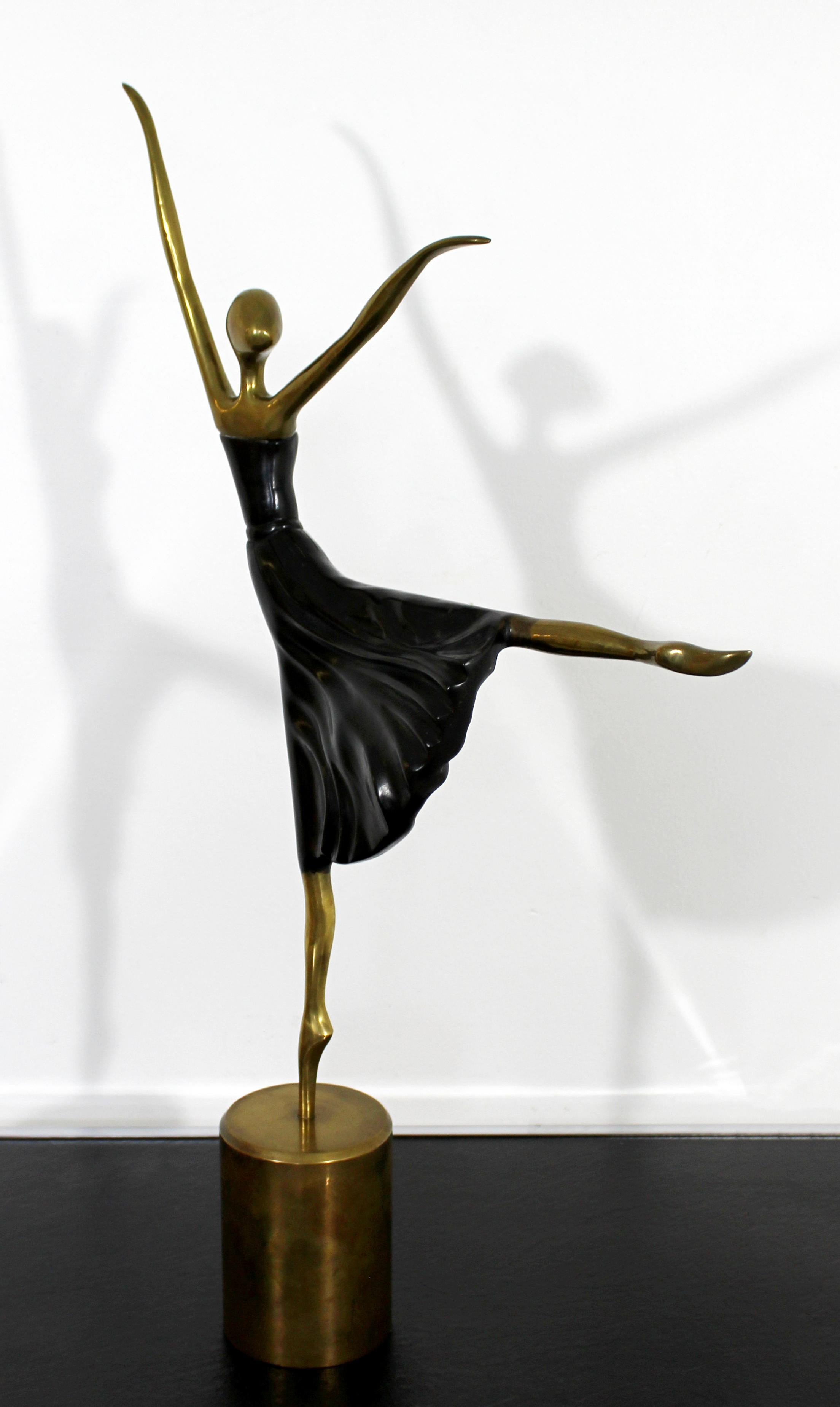Mid-Century Modern Bronze Table Sculpture of Ballerina Dancer Woman, 1970s 3