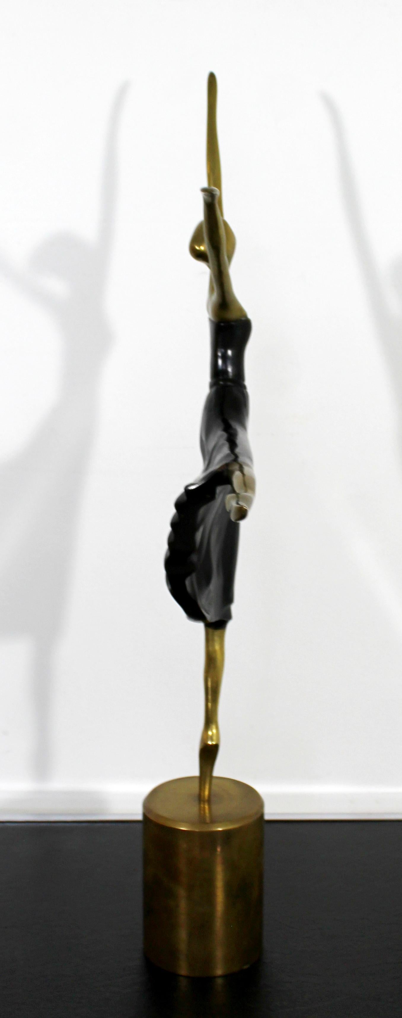 Mid-Century Modern Bronze Table Sculpture of Ballerina Dancer Woman, 1970s 4