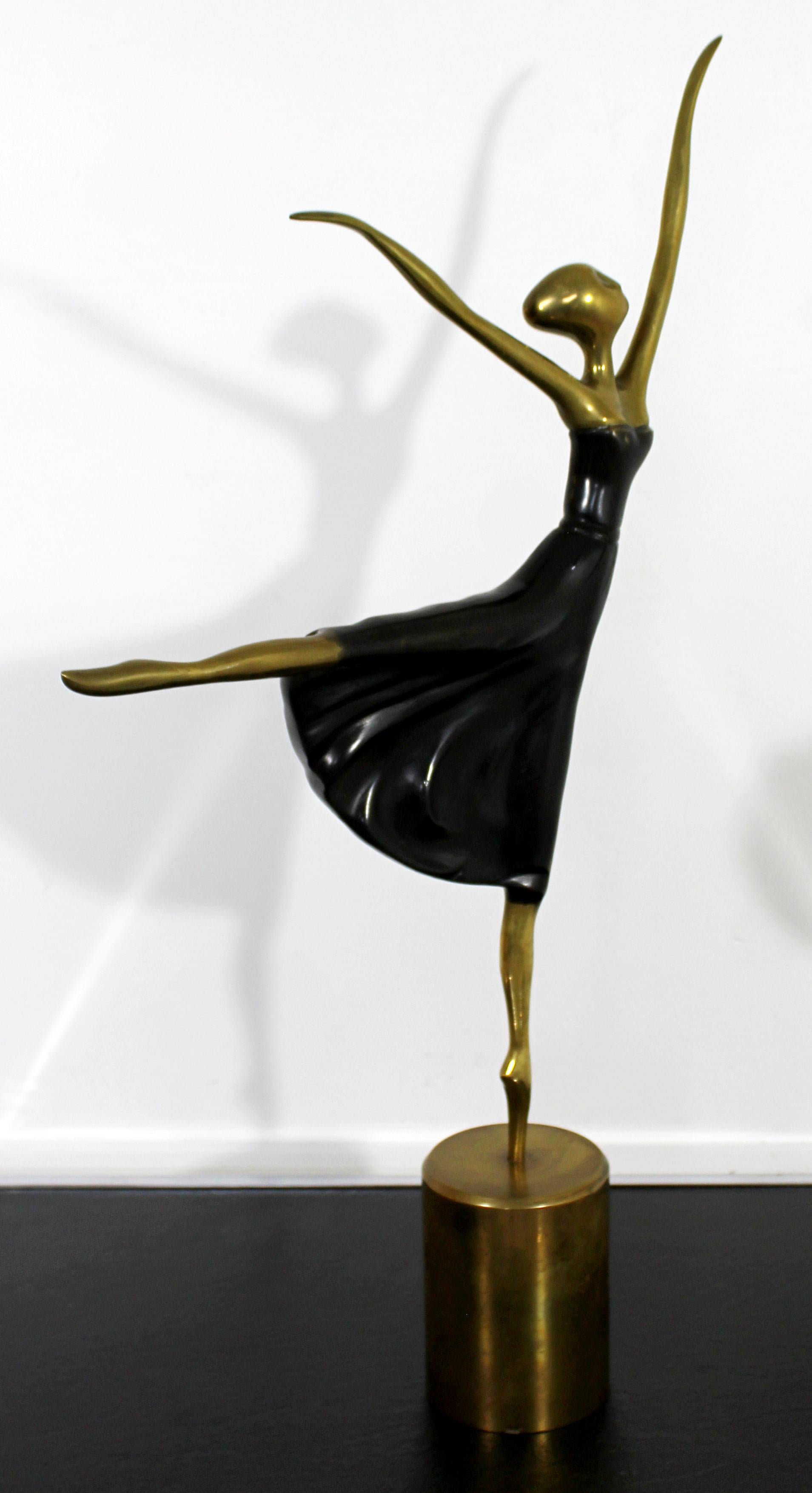 Mid-Century Modern Bronze Table Sculpture of Ballerina Dancer Woman, 1970s 5