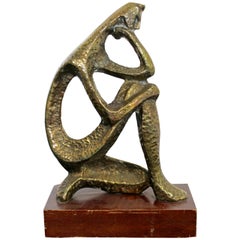 Mid-Century Modern Bronze Table Sculpture of Curved Brutalist Figure