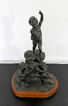 Mid-Century Modern Bronze Table Sculpture Signed Edward Chesney, 1972