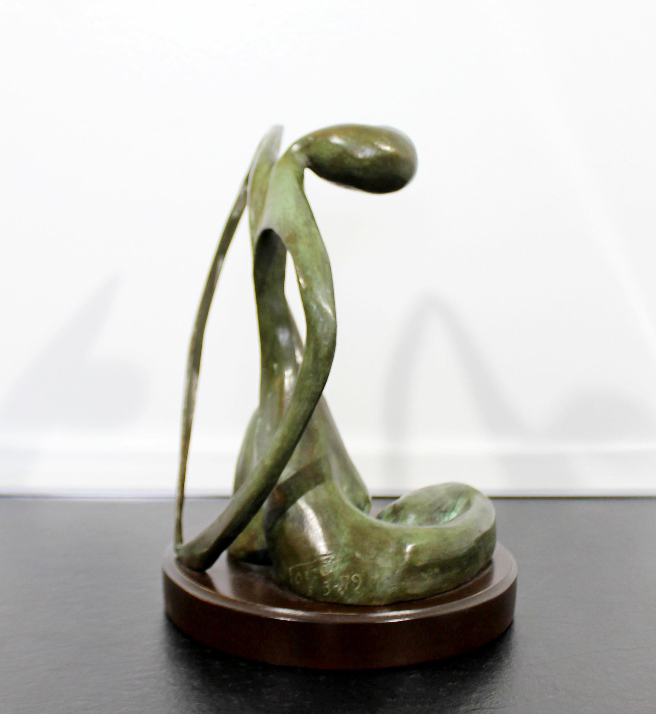 Mid-Century Modern Bronze Table Sculpture Signed Porret Belle Inconnue 1/5 1970s 1