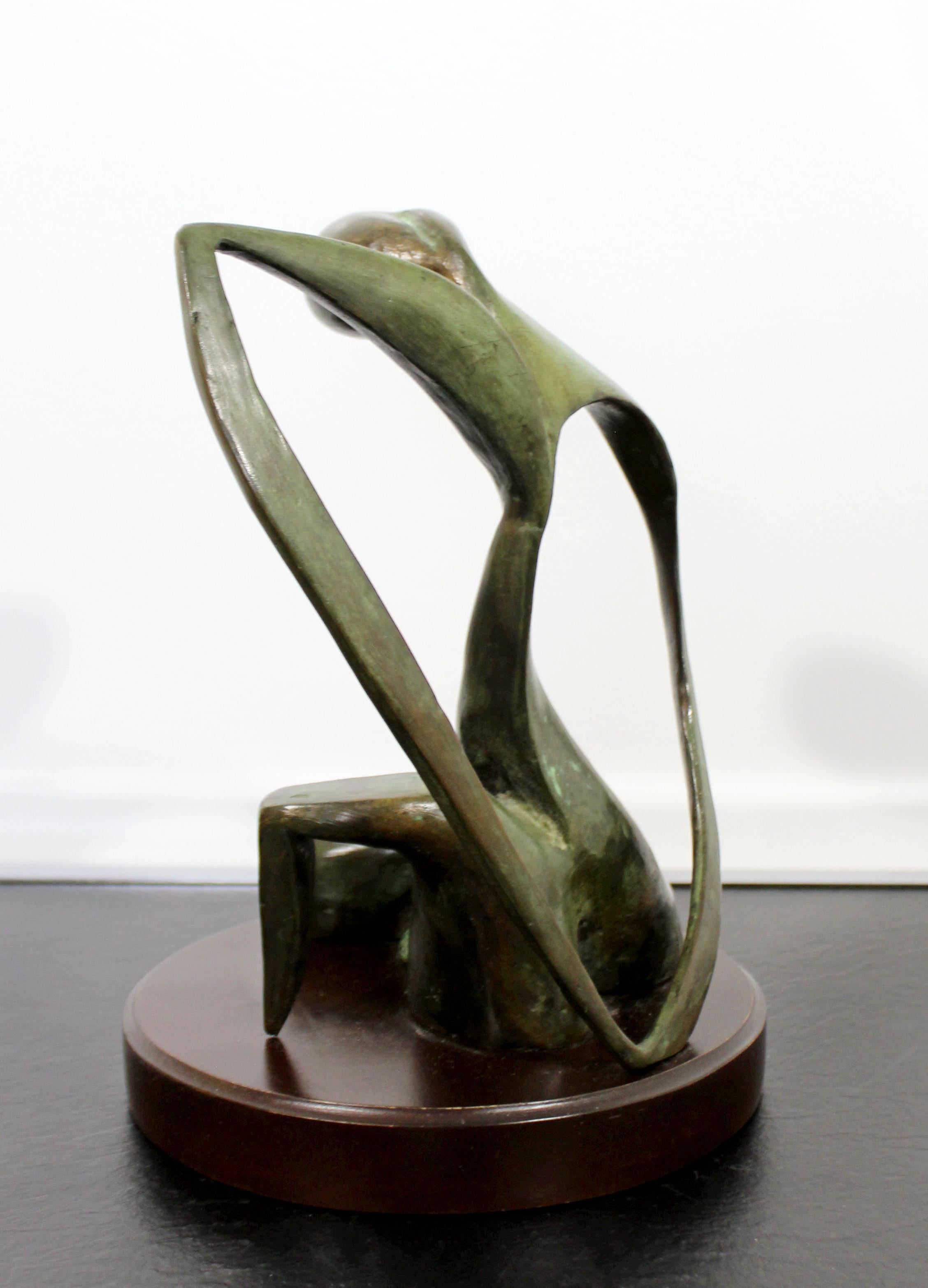 Mid-Century Modern Bronze Table Sculpture Signed Porret Belle Inconnue 1/5 1970s 4