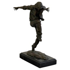 Mid-Century Modern, Bronze, Table-Top Sculpture, Break-dancer Statue, USA, 1980s