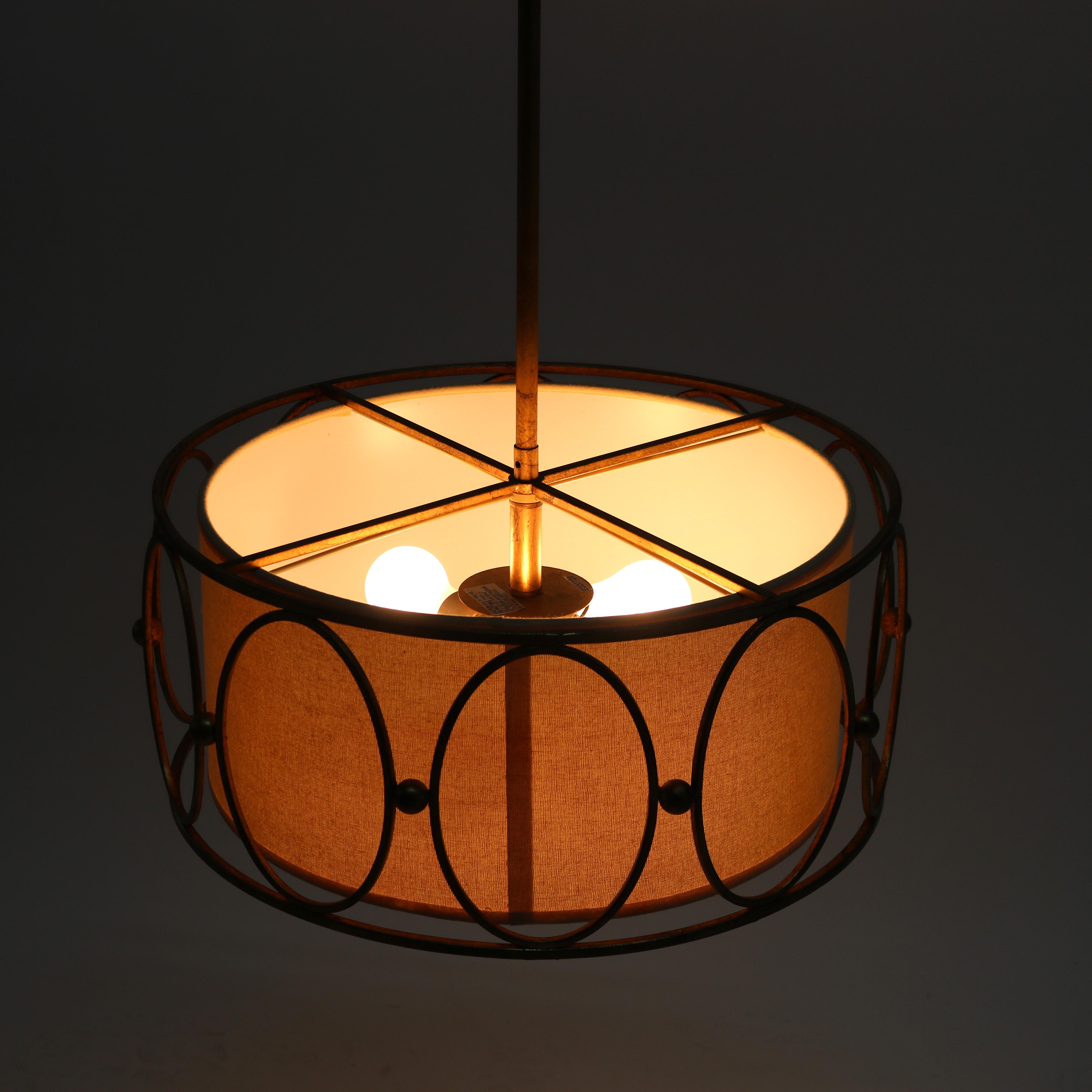 Mid Century Modern Bronze Three Light Hanging Pendant Light C1960

Measures- 43.75