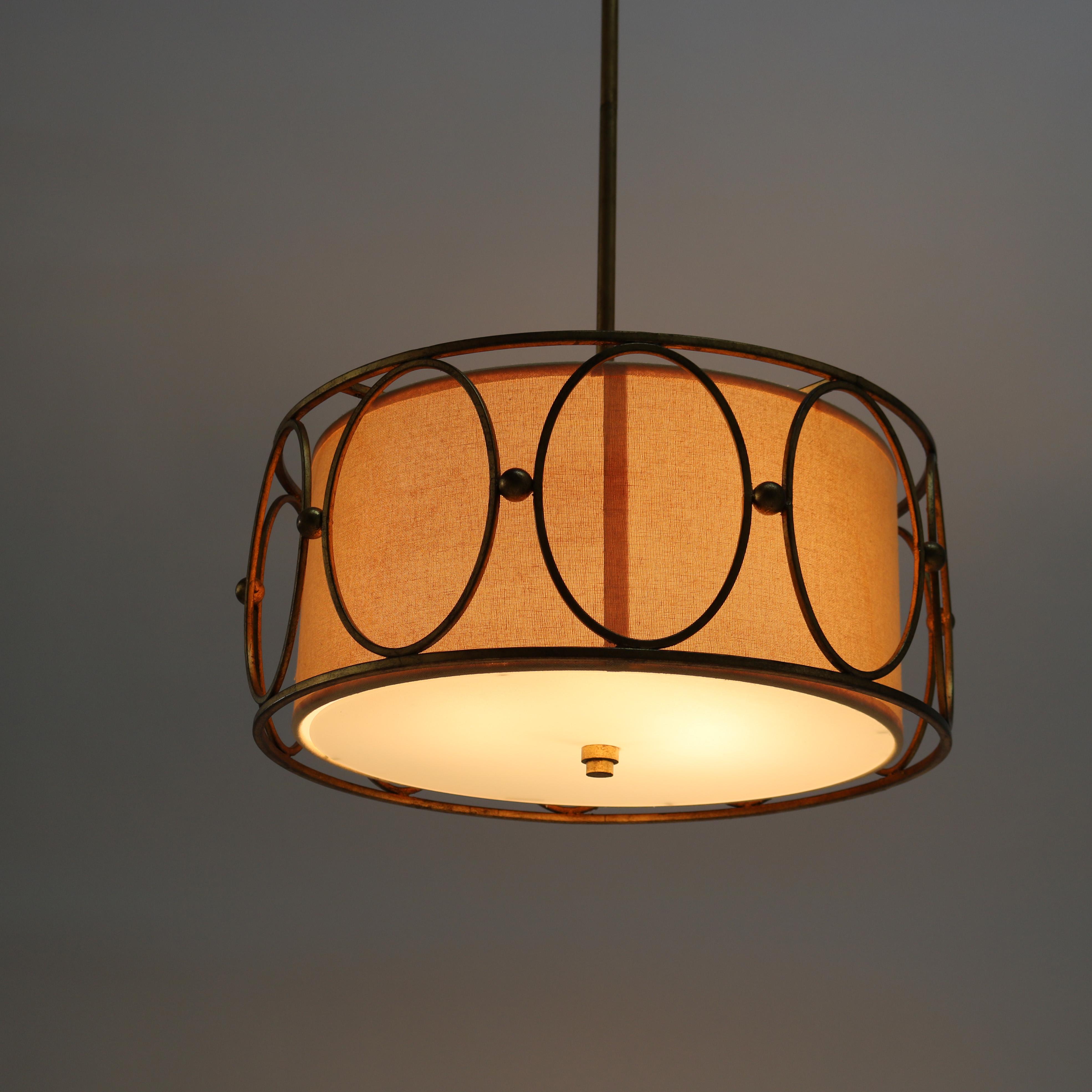 Mid-Century Modern Mid Century Modern Bronze Three Light Hanging Pendant Light C1960