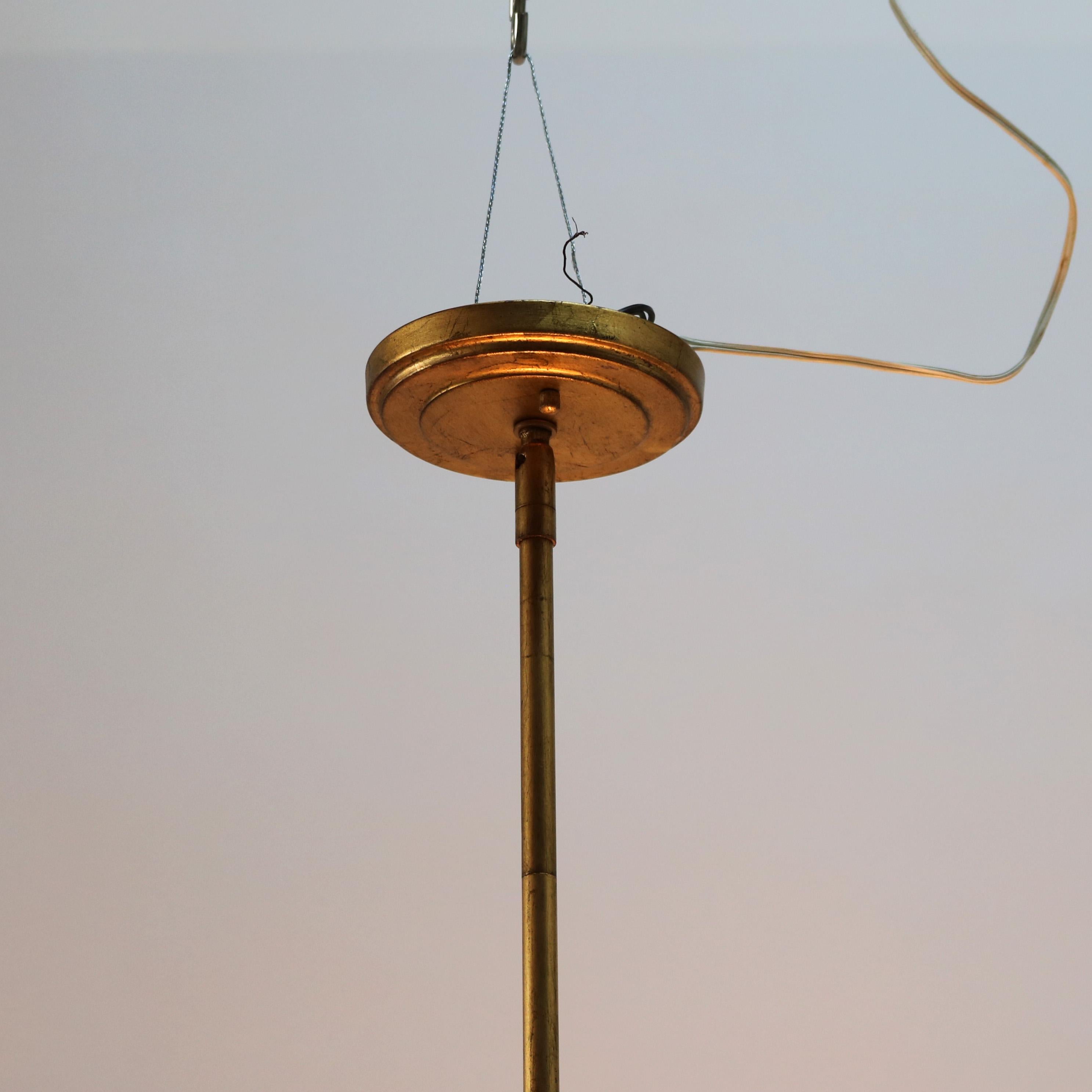 20th Century Mid Century Modern Bronze Three Light Hanging Pendant Light C1960