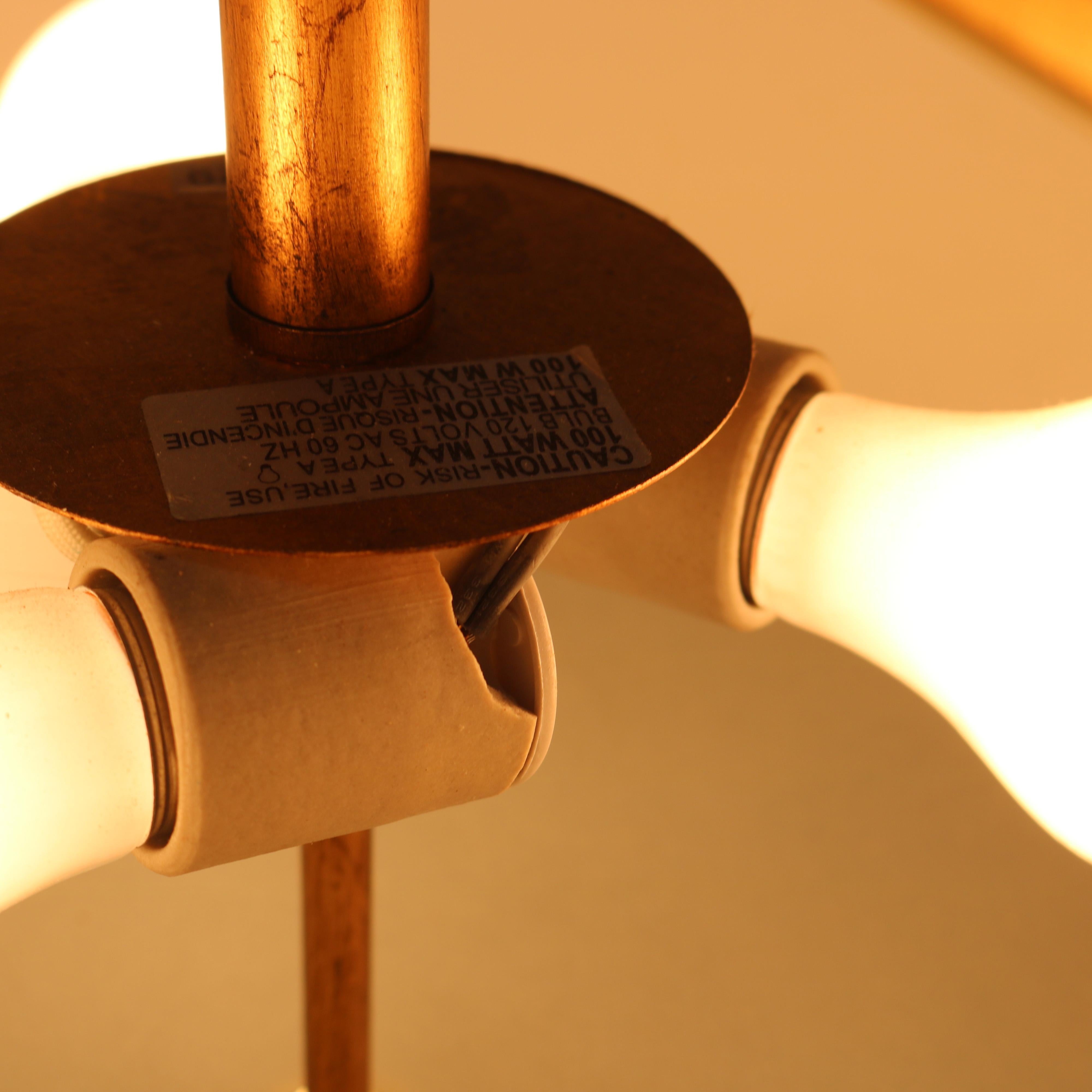 Mid Century Modern Bronze Three Light Hanging Pendant Light C1960 2