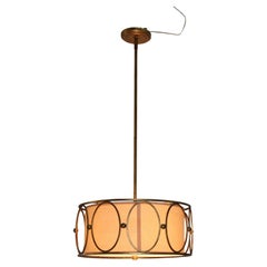 Mid Century Modern Bronze Three Light Hanging Pendant Light C1960