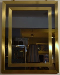 Rectangular Bronze Tinted Mirror with Double Brass Frame