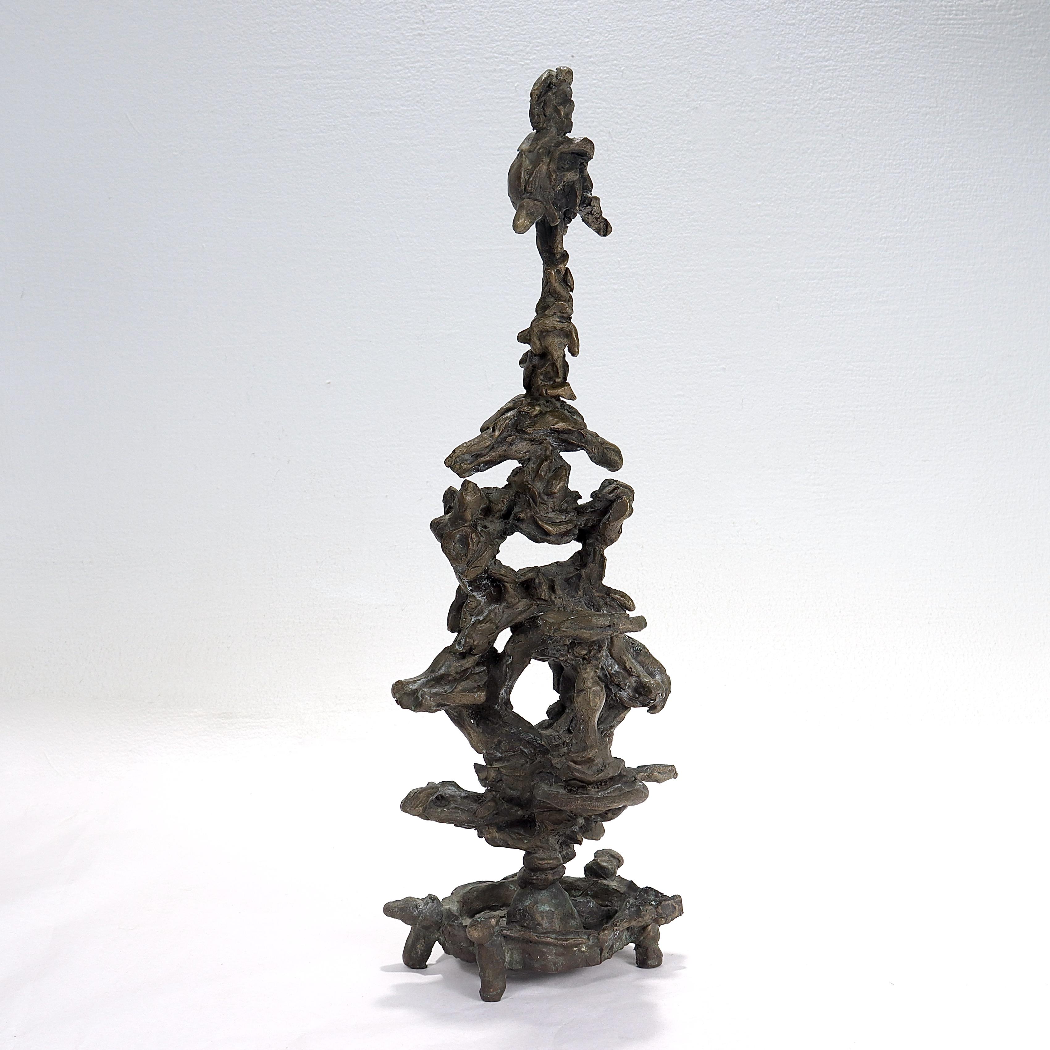 Mid-Century Modern Bronze TOTEM Sculpture In Good Condition For Sale In Philadelphia, PA