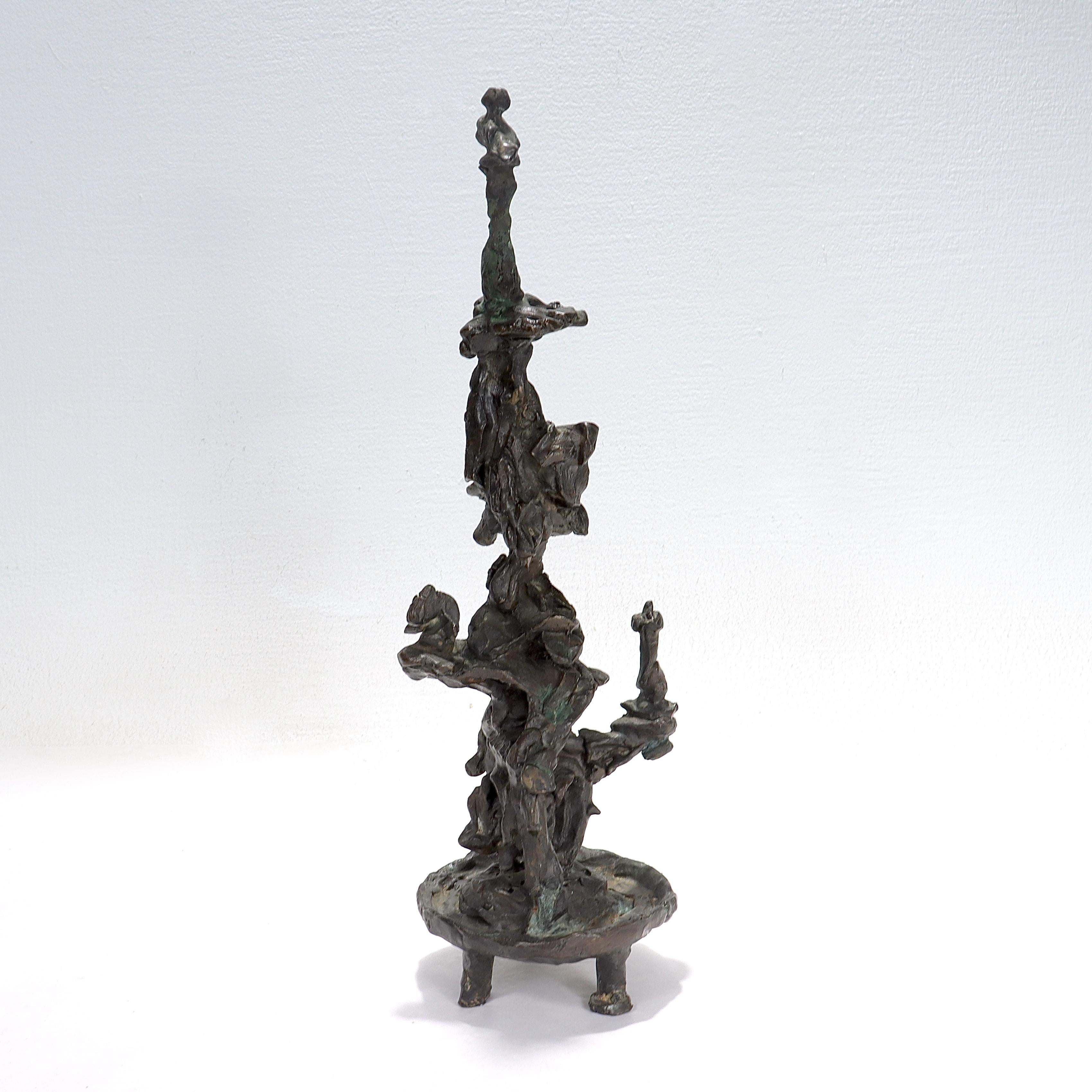 20ième siècle Sculpture totem en bronze moderne du milieu du siècle dernier en vente
