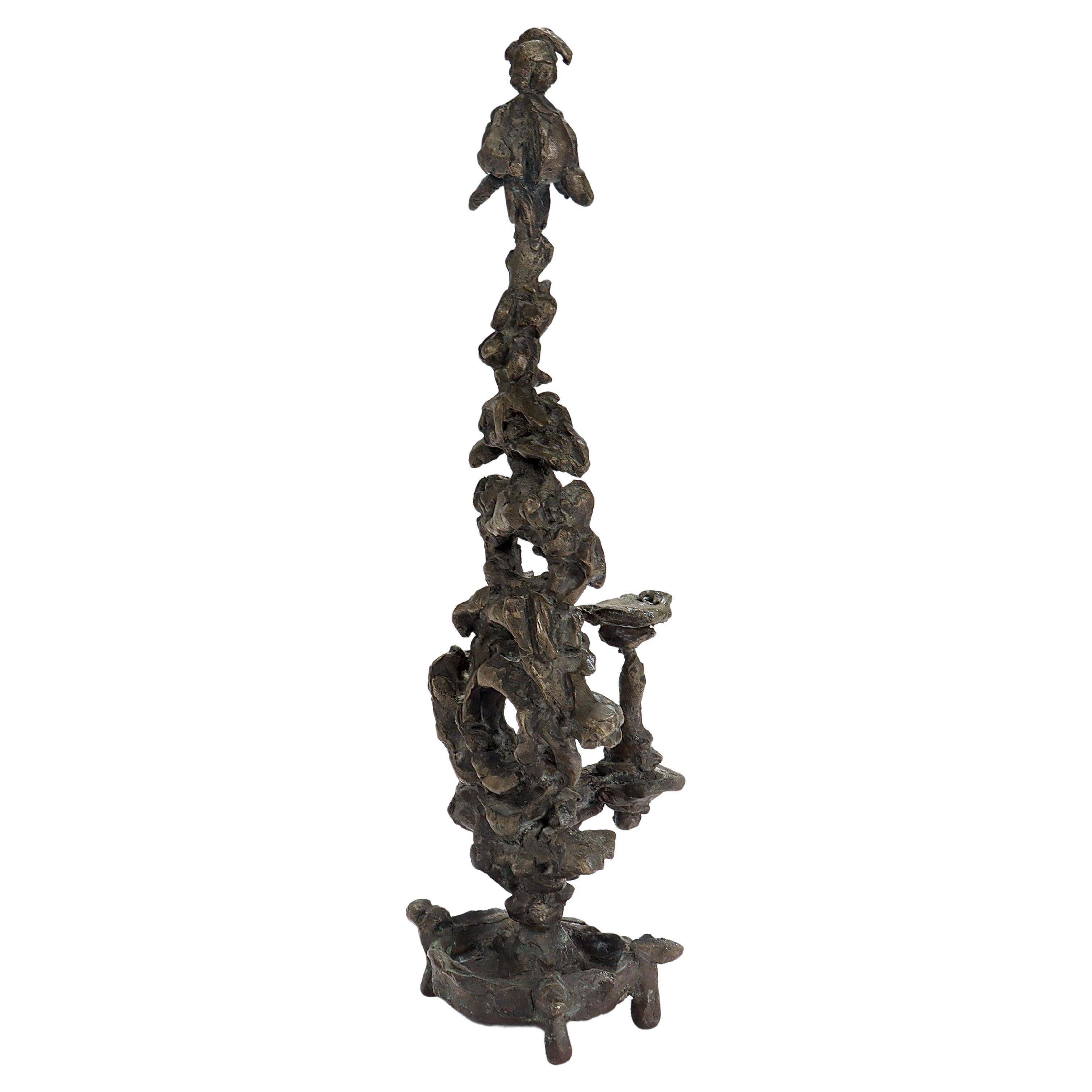 Sculpture totem en bronze moderne du milieu du siècle dernier 