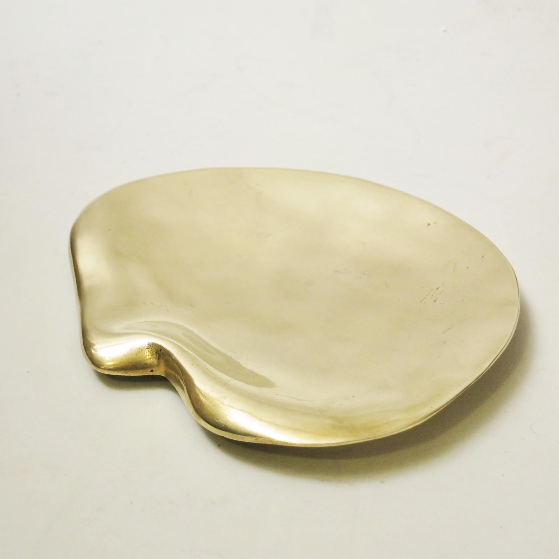 Modernist bronze tray with freeforms of the 1960s.