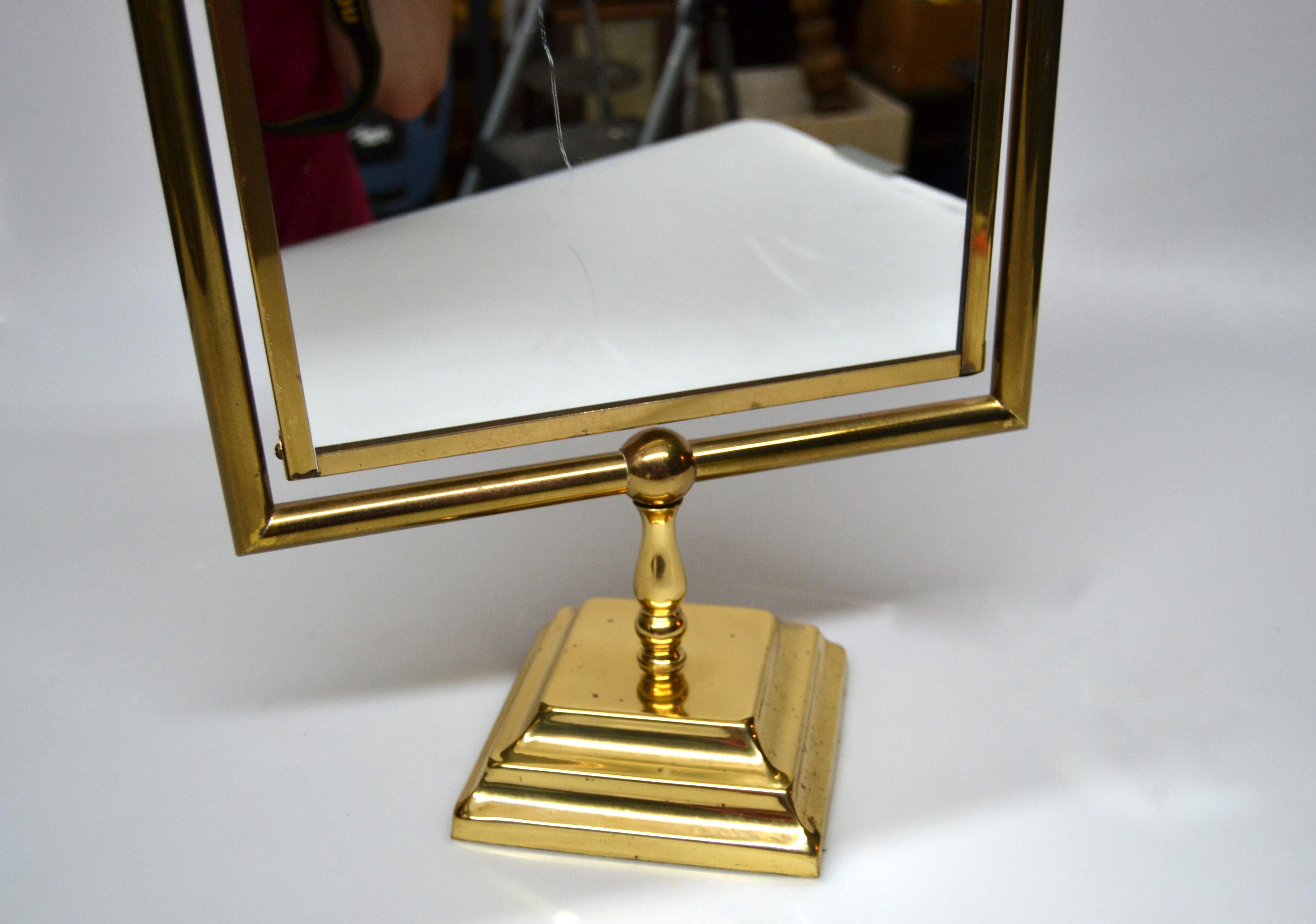 Mid-Century Modern Bronze Two-Sided Vanity Mirror, Table Mirror 2
