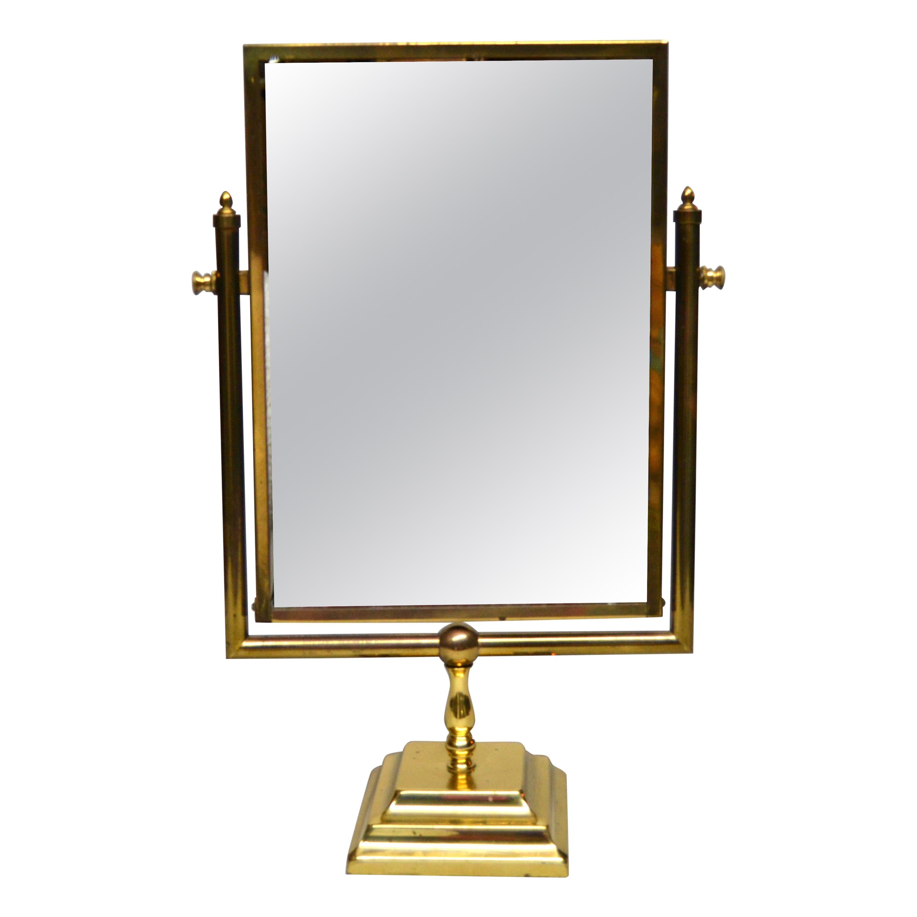 Mid-Century Modern Bronze Two-Sided Vanity Mirror, Table Mirror