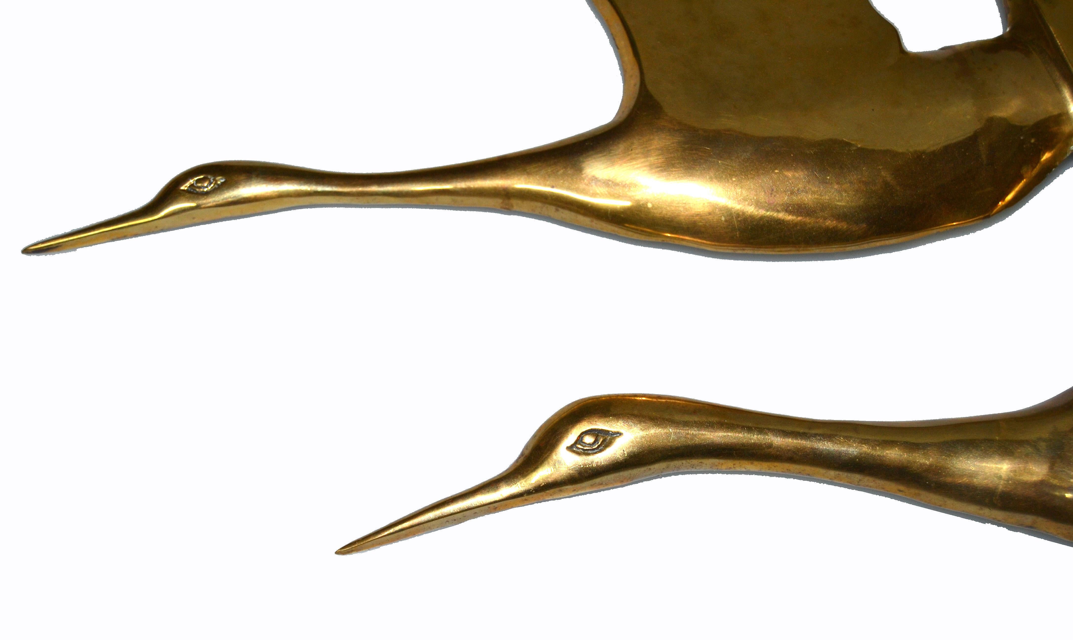 Mid-Century Modern Bronze Wall Art, Wall Hanging Seagull Sculpture, 2 Pieces 1