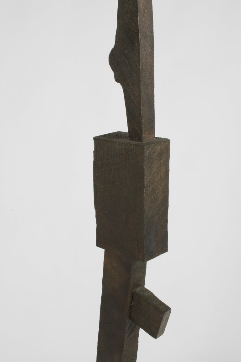 Mid-Century Modern Bronze with Wood Texture Brutalist Style TOTEM Form Sculpture For Sale 7