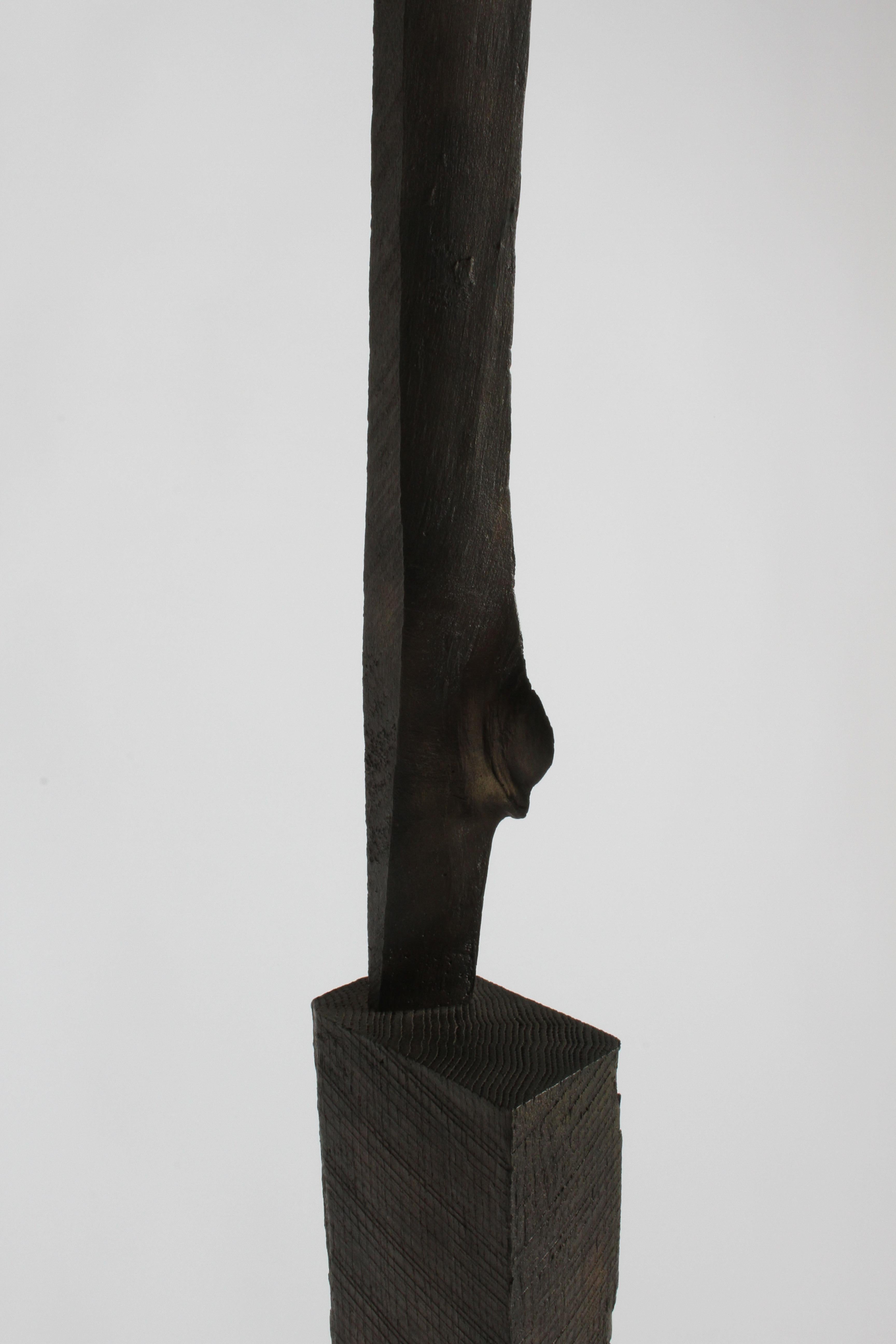 Mid-Century Modern Bronze with Wood Texture Brutalist Style TOTEM Form Sculpture For Sale 8