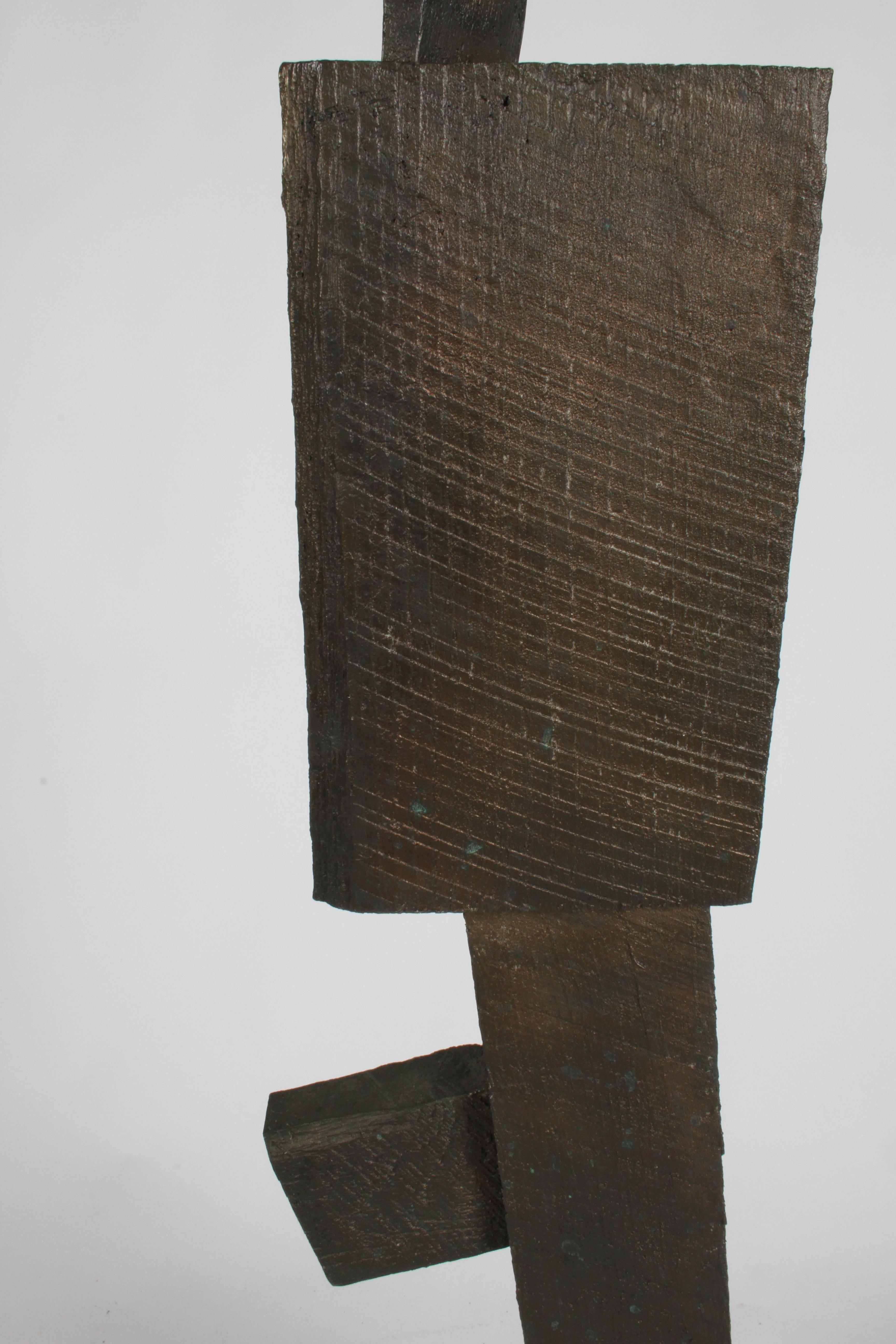 Mid-20th Century Mid-Century Modern Bronze with Wood Texture Brutalist Style TOTEM Form Sculpture For Sale