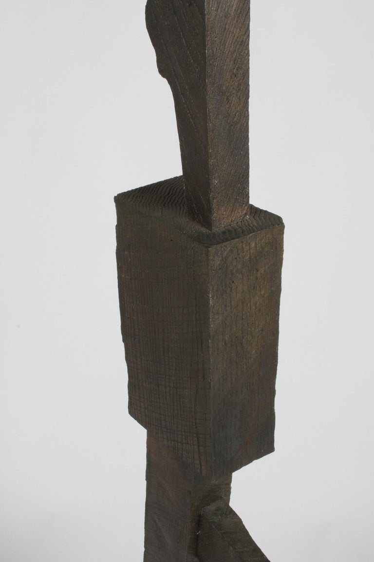 Mid-Century Modern Bronze with Wood Texture Brutalist Style TOTEM Form Sculpture For Sale 2