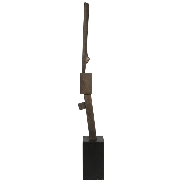 Mid-Century Modern Bronze with Wood Texture Brutalist Style TOTEM Form Sculpture For Sale