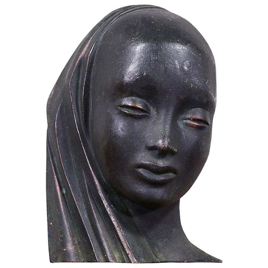 Mid-Century Modern Bronze Women Bust Sculpture