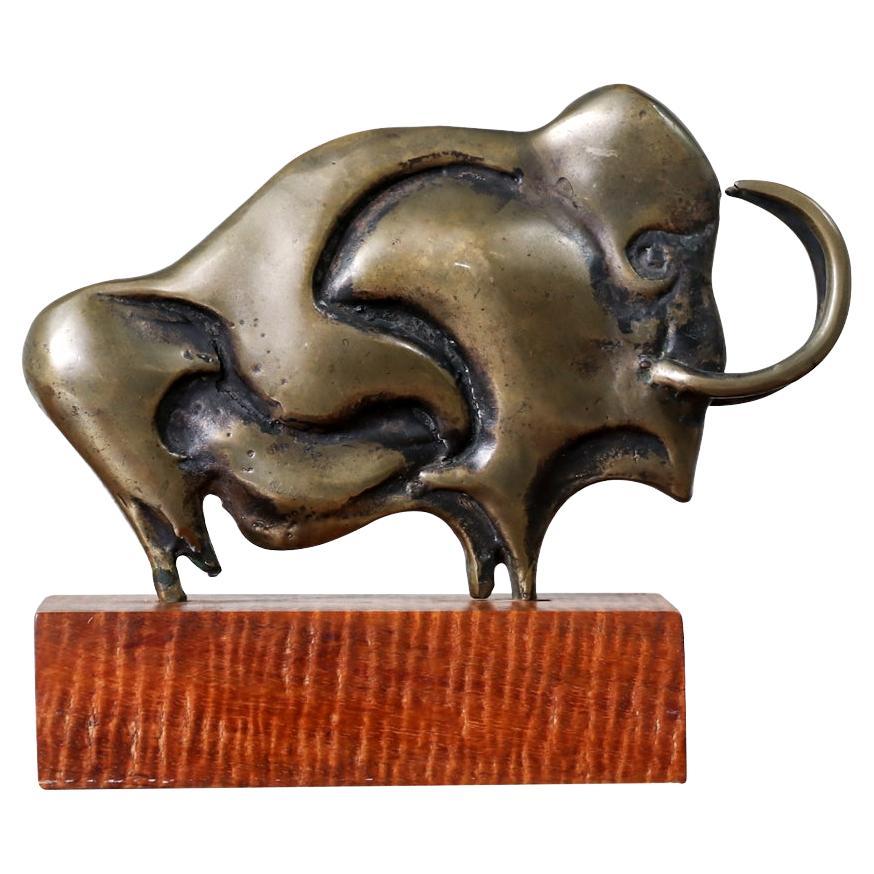 Mid-Century Modern Bronze Wooly Mammoth Sculpture For Sale