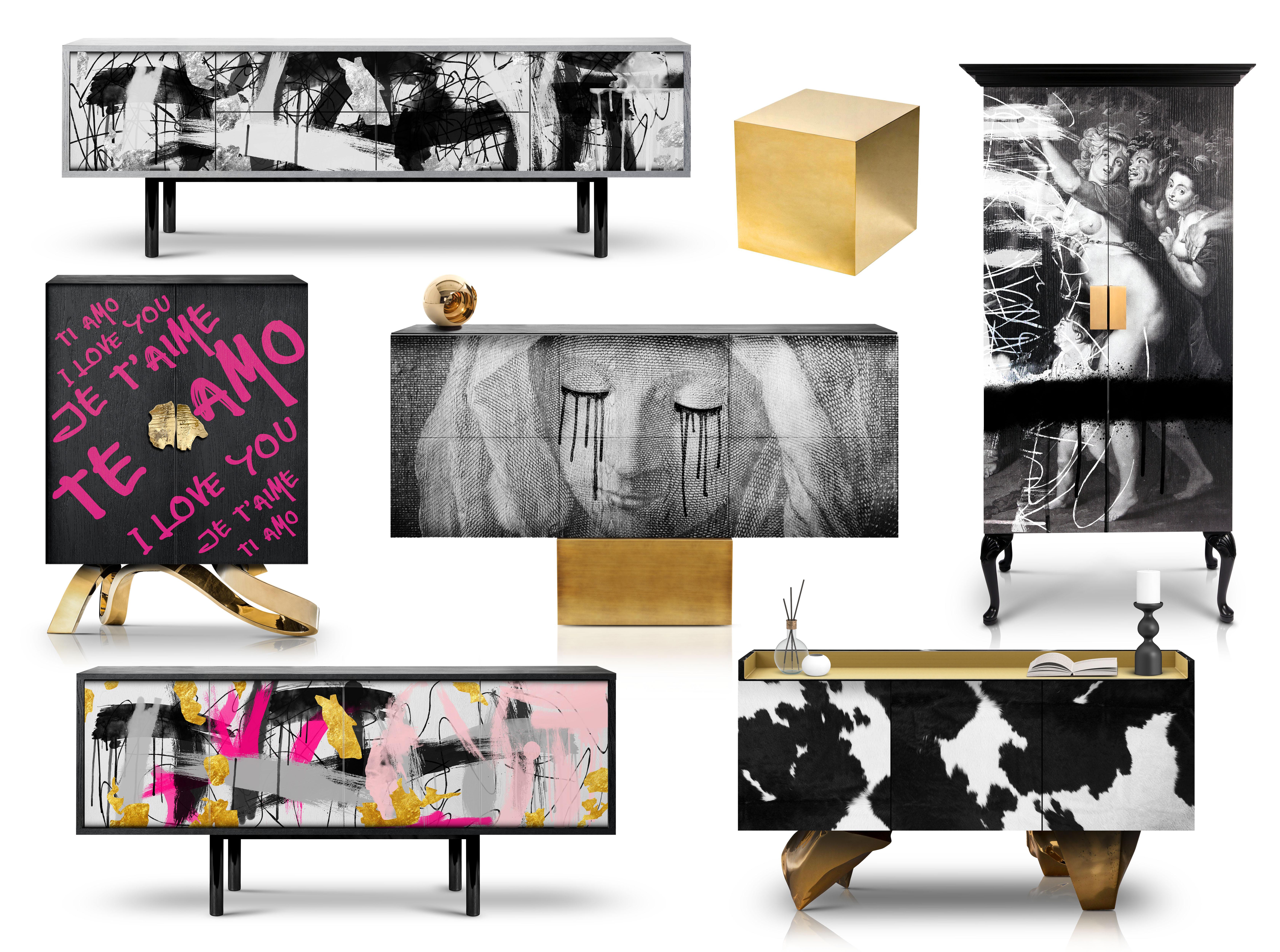 Console multimediale Brooklyn in noce, rame o ottone, in stile Mid-Century Modern in vendita 4
