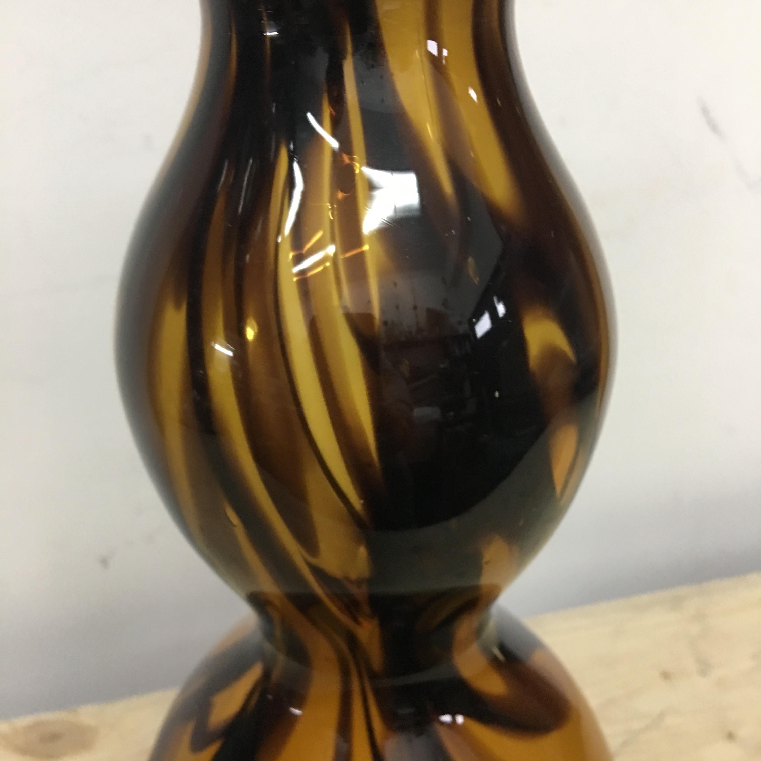 20th Century Mid-Century Modern Brown and Amber Murano Glass Vase, circa 1970