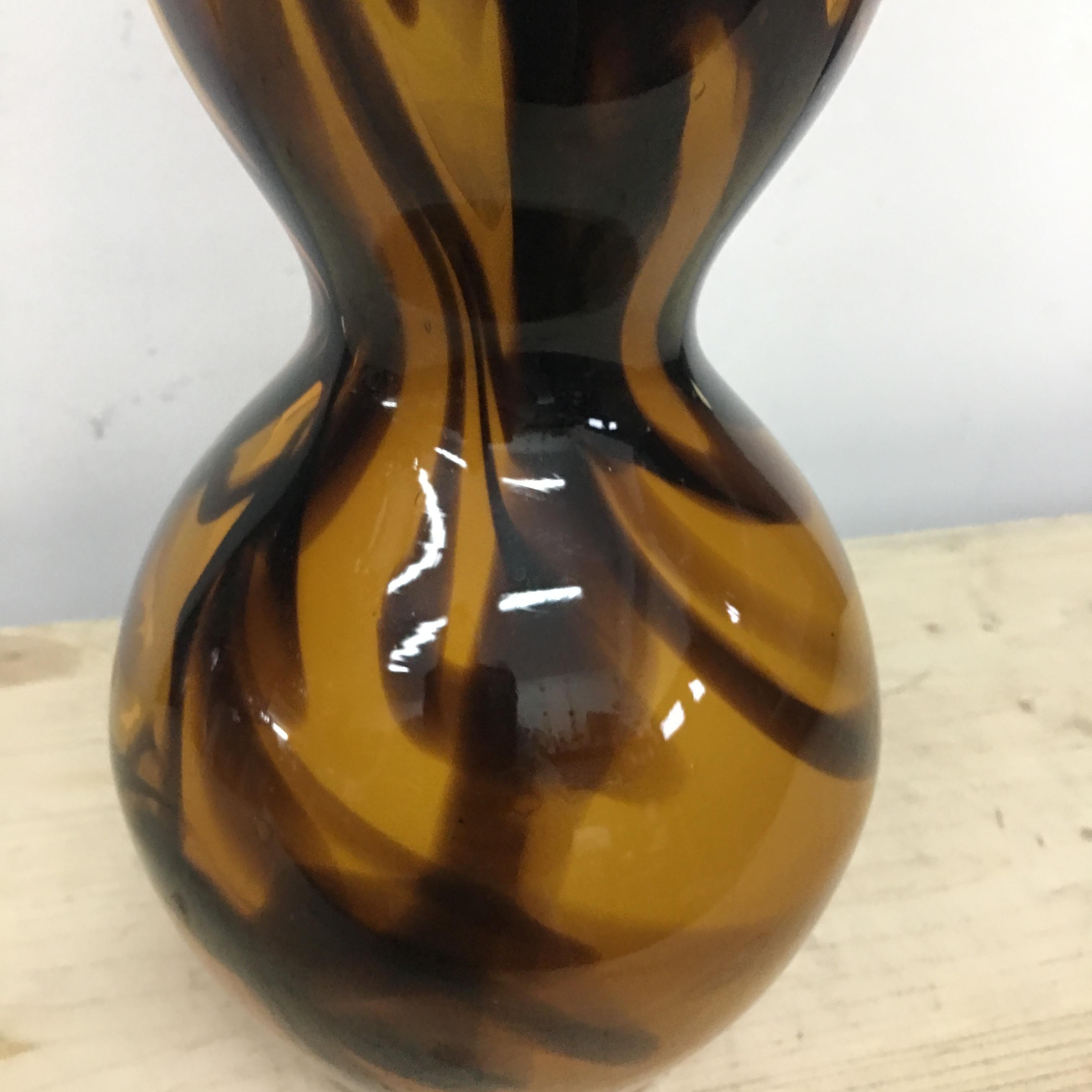 Mid-Century Modern Brown and Amber Murano Glass Vase, circa 1970 1