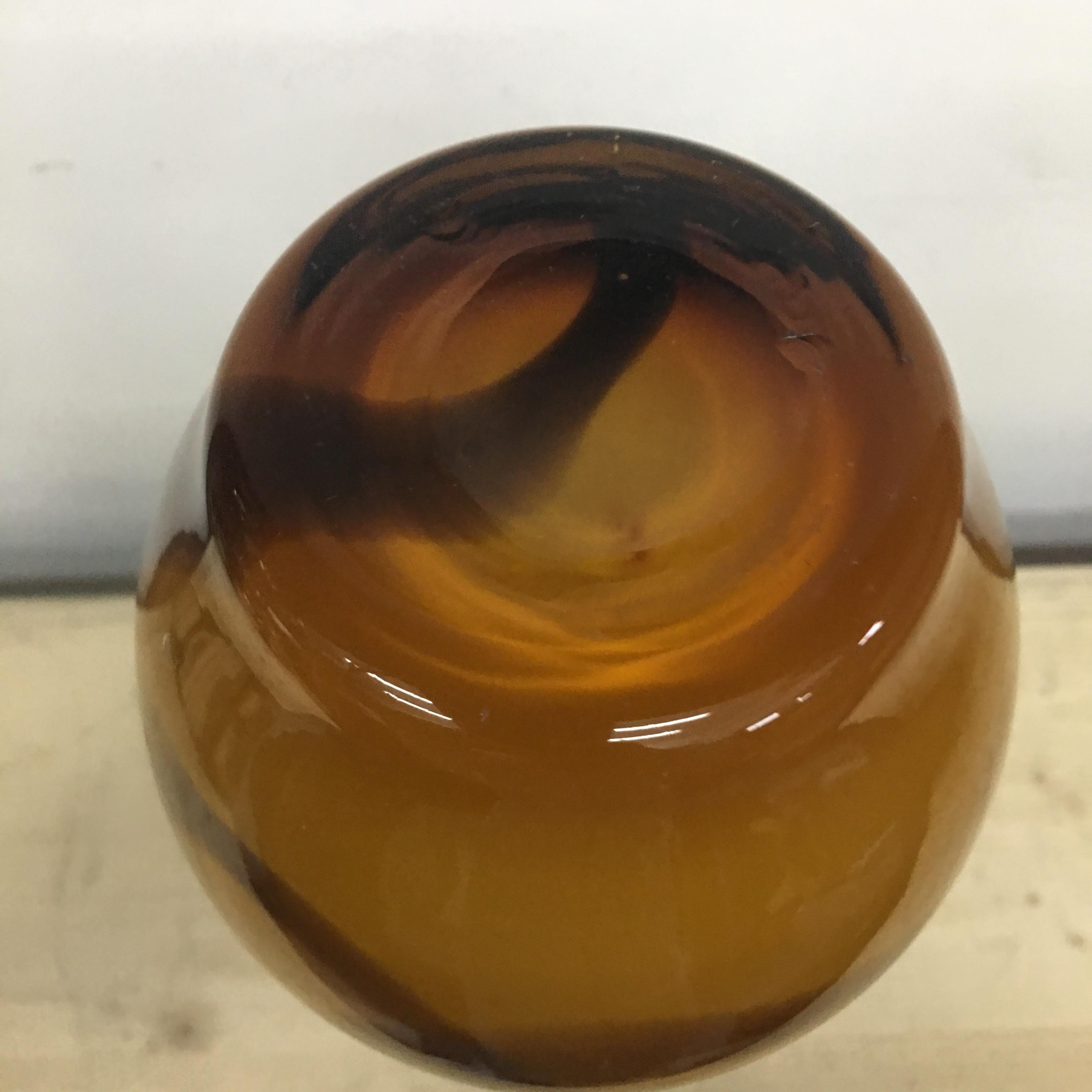 Mid-Century Modern Brown and Amber Murano Glass Vase, circa 1970 2