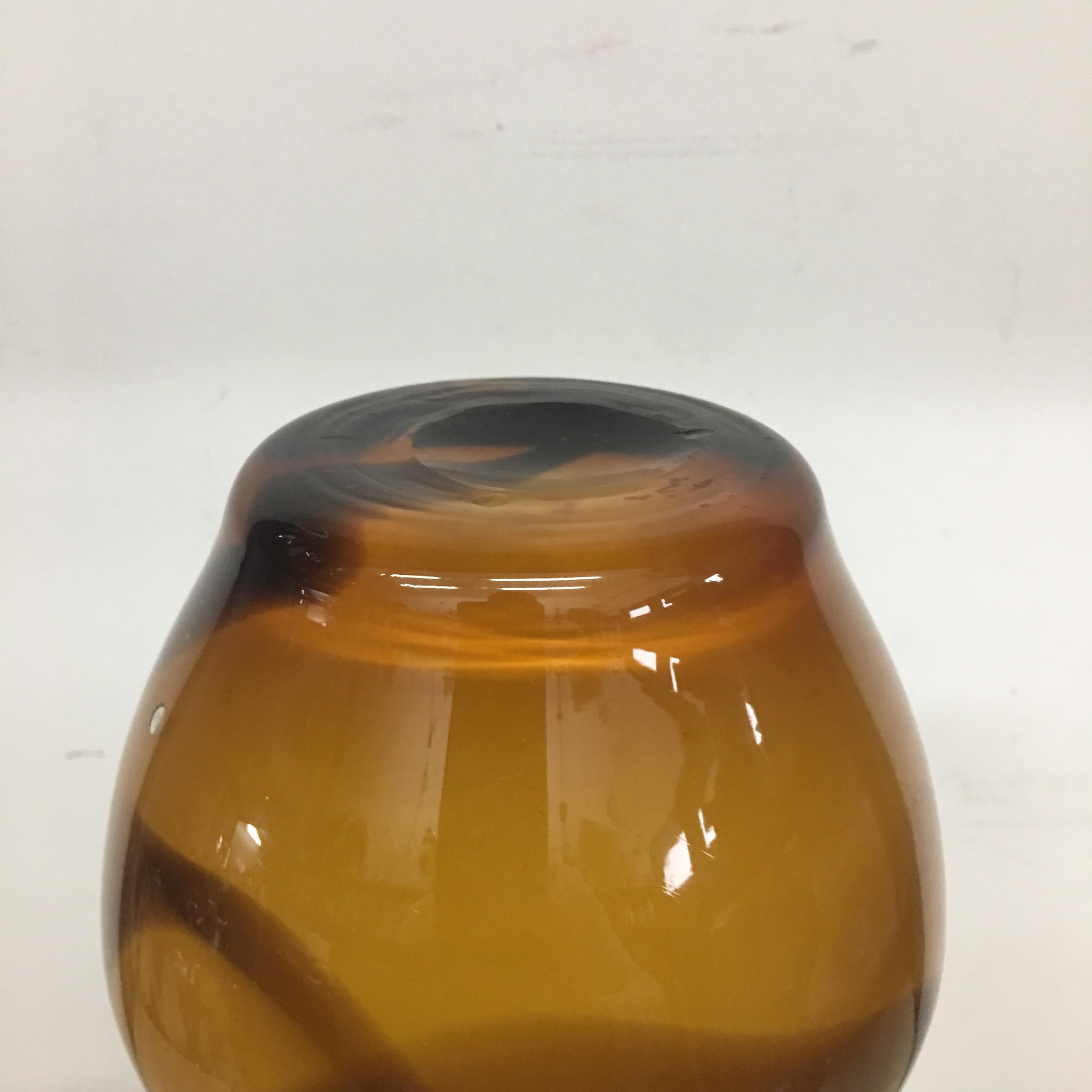 Mid-Century Modern Brown and Amber Murano Glass Vase, circa 1970 3