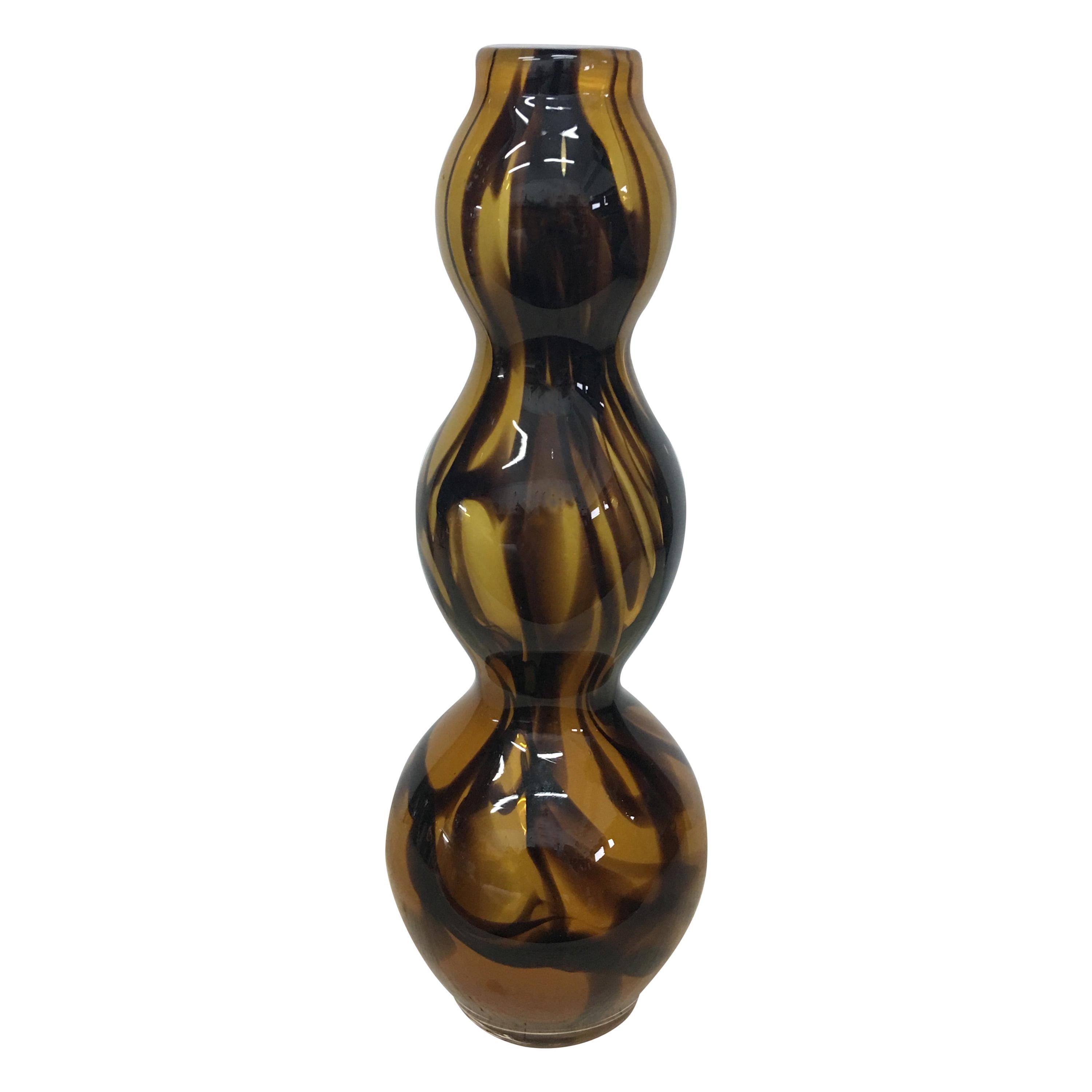 Mid-Century Modern Brown and Amber Murano Glass Vase, circa 1970