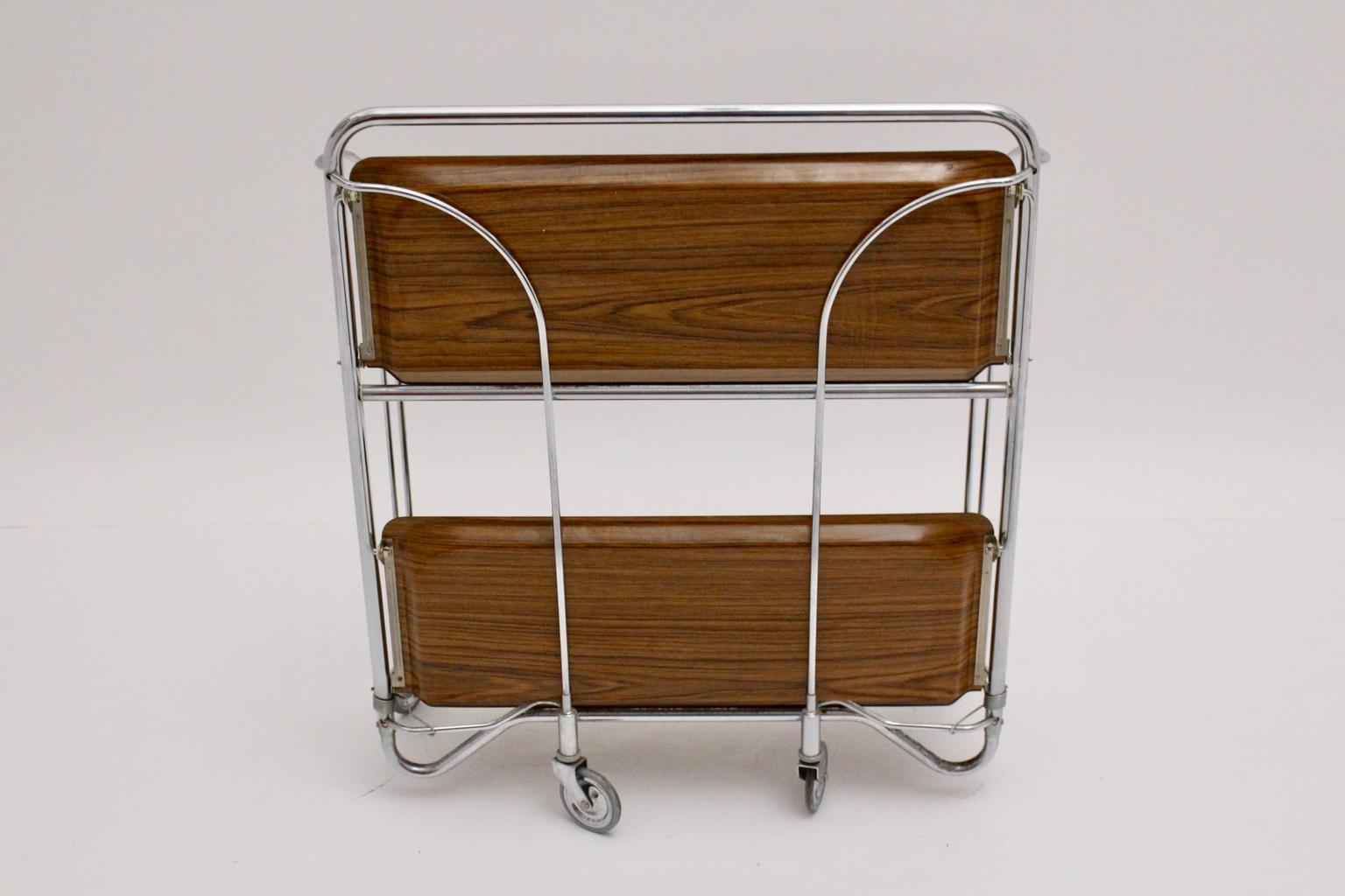 Mid-Century Modern Vintage Brown and Chrome Serving Table 1970s, Germany 6