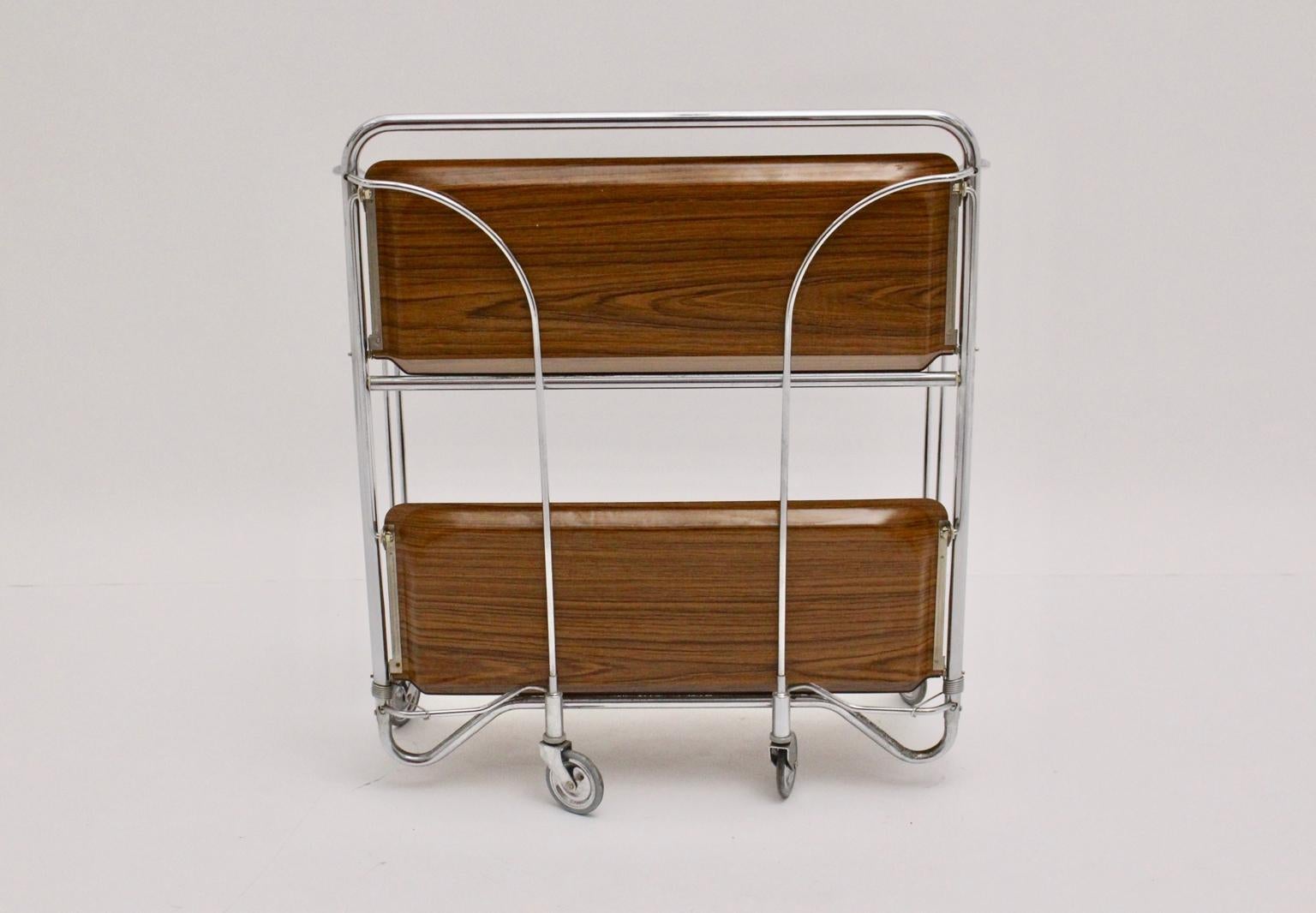 Mid-Century Modern Vintage Brown and Chrome Serving Table 1970s, Germany 4