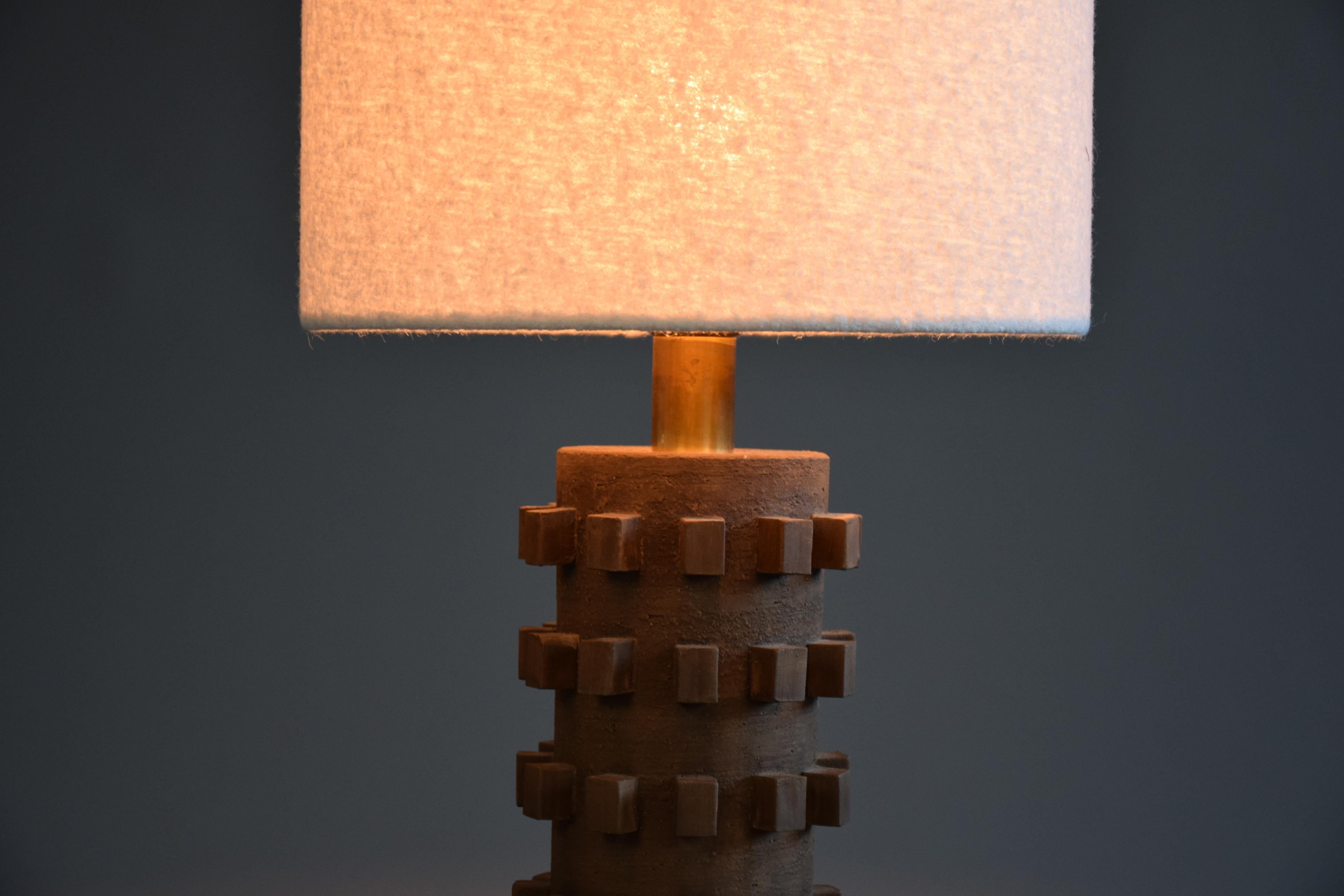 Mid-Century Modern Brown and Gold Plated Ceramic Table Lamp 7