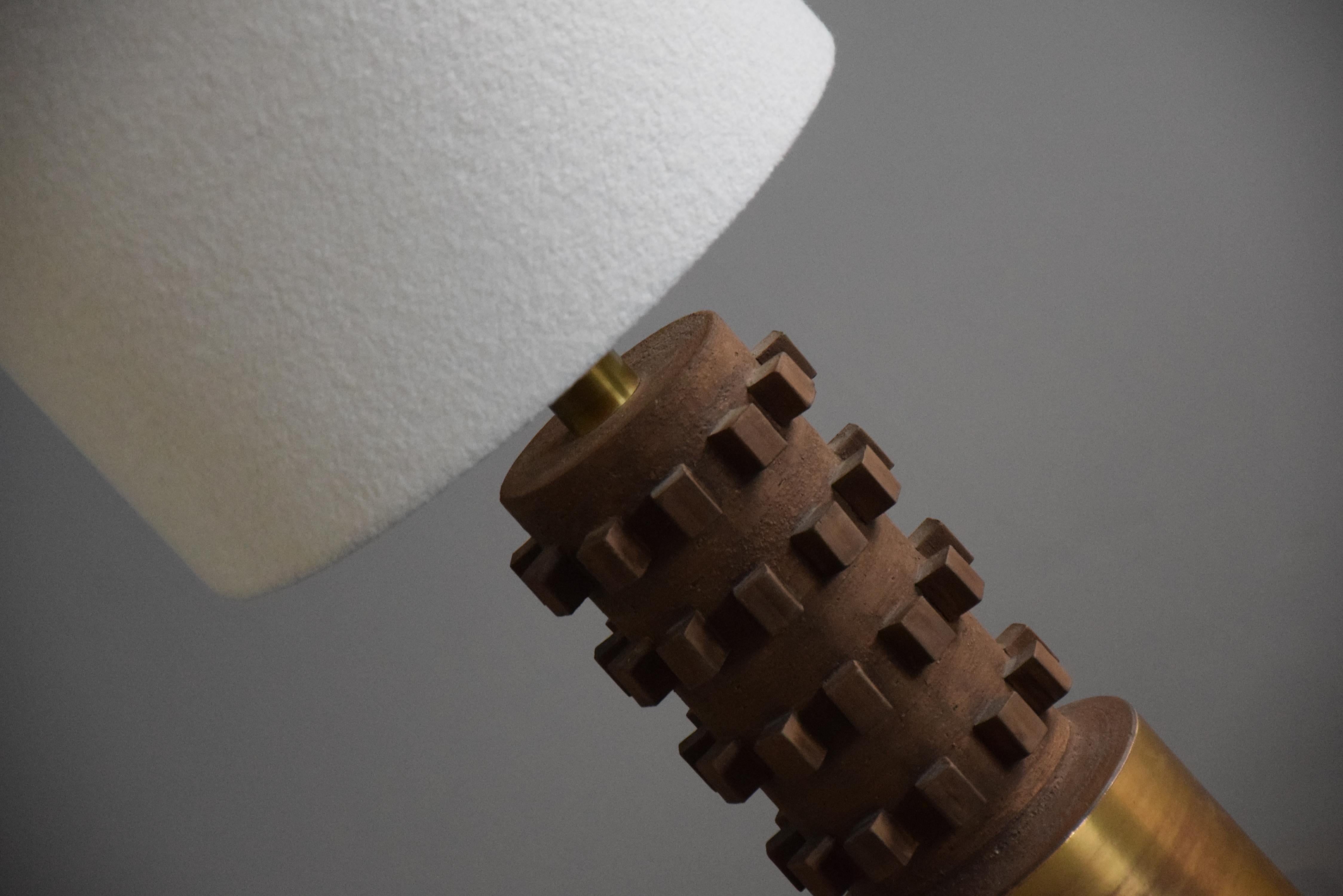 Mid-Century Modern Brown and Gold Plated Ceramic Table Lamp 3