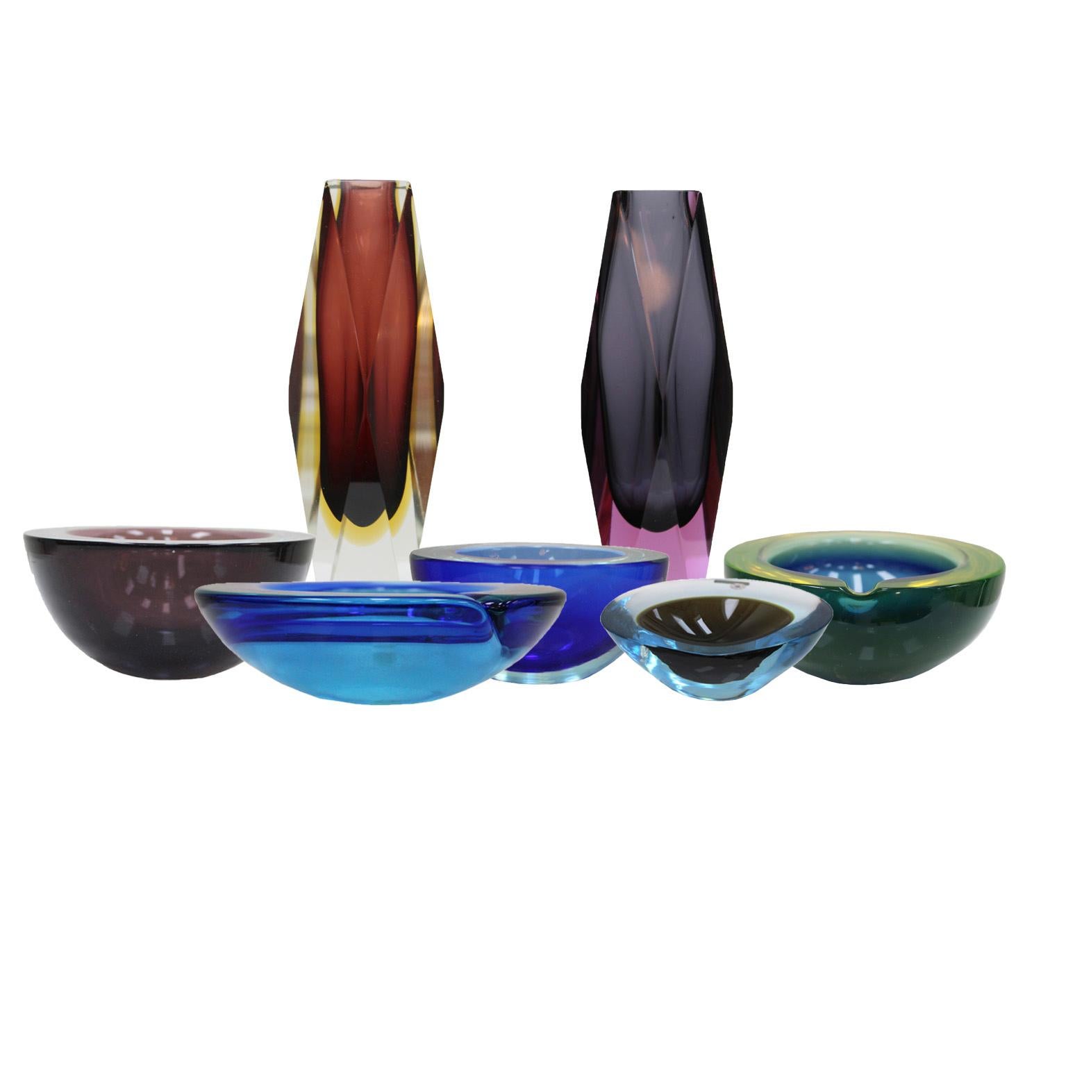 Italiano Vaso in vetro di Murano marrone e giallo della metà del secolo 1960 in vendita
