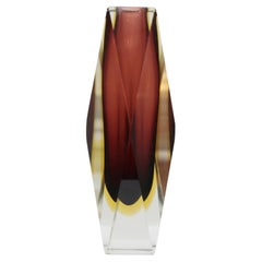 The Moderns Modern Brown and Yellow Murano Glass Vase 1960
