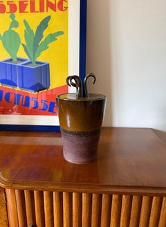Mid-century Modern brown artistic ceramic vase, Gabriele Bucci Italy ca. 2000