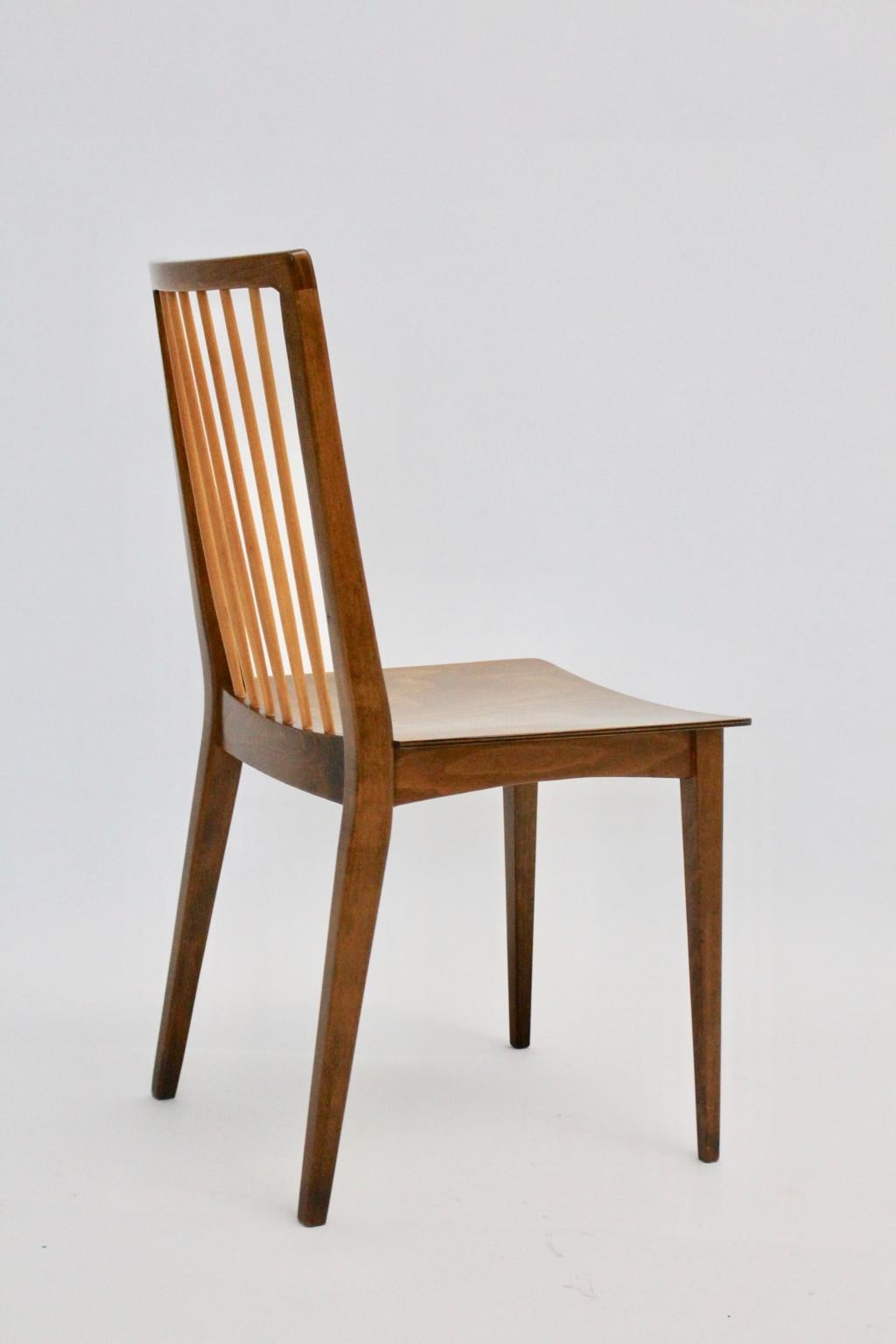 Mid-Century Modern Brown Beech Vintage Dining Chairs Oskar Payer Attributed 7