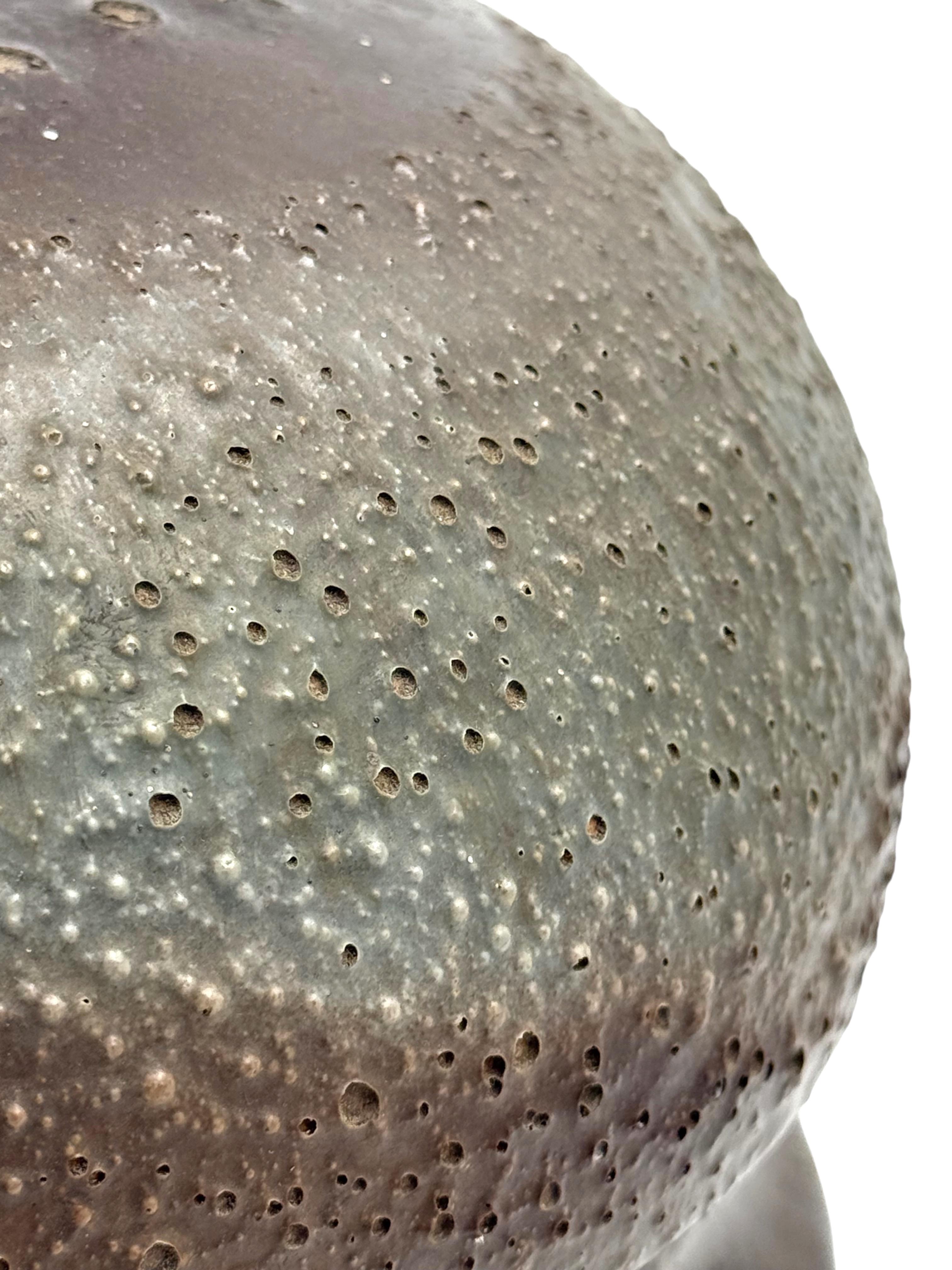 Mid-century modern brown ceramic lamp base,  France 1960s en venta 9