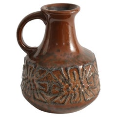 Jarrón de cerámica marrón moderno de mediados de siglo de VEB Haldensleben, Alemania Oriental, años 60