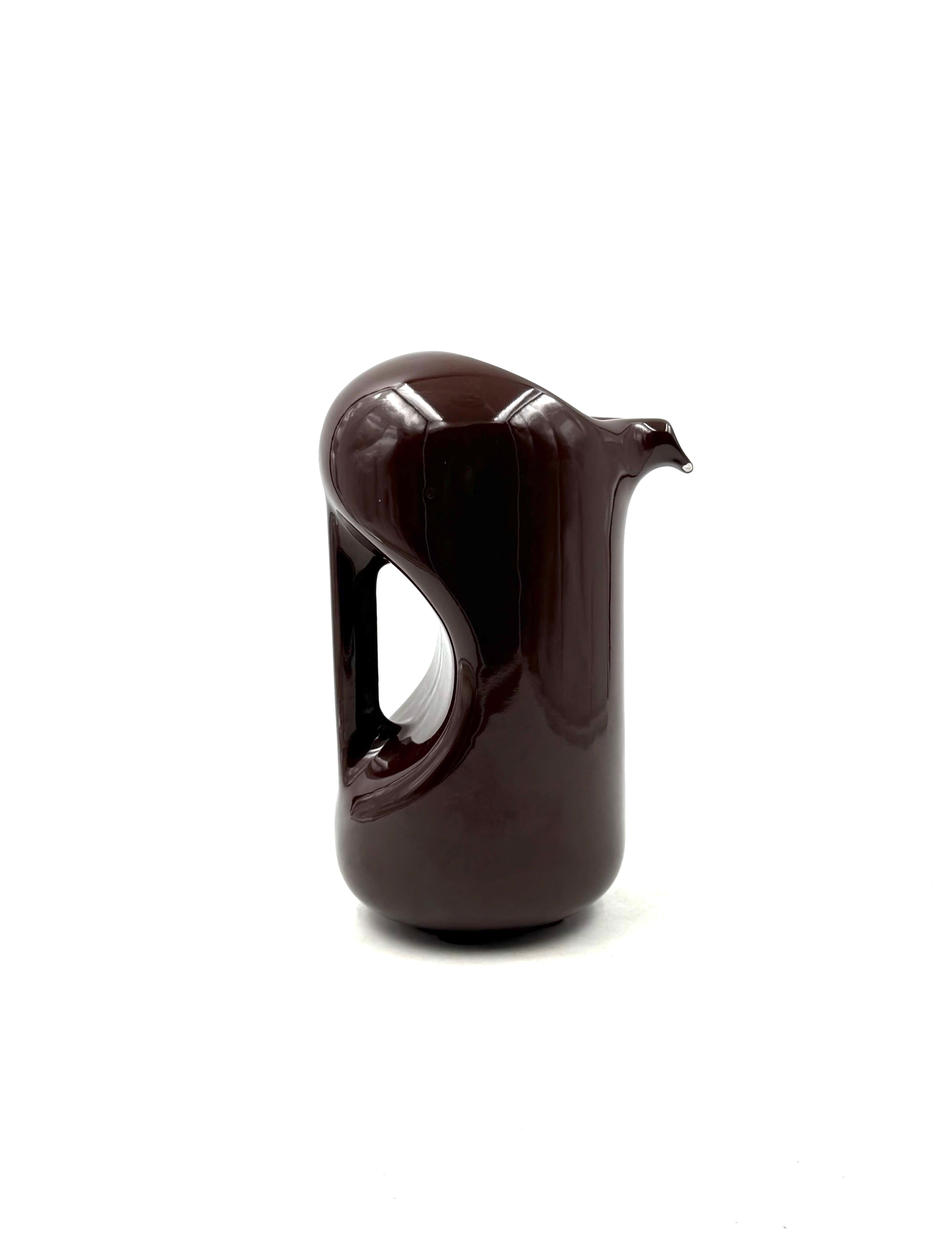 Mid-century modern brown ceramic vase / jug, Il Picchio Italy 1970s in vendita 3